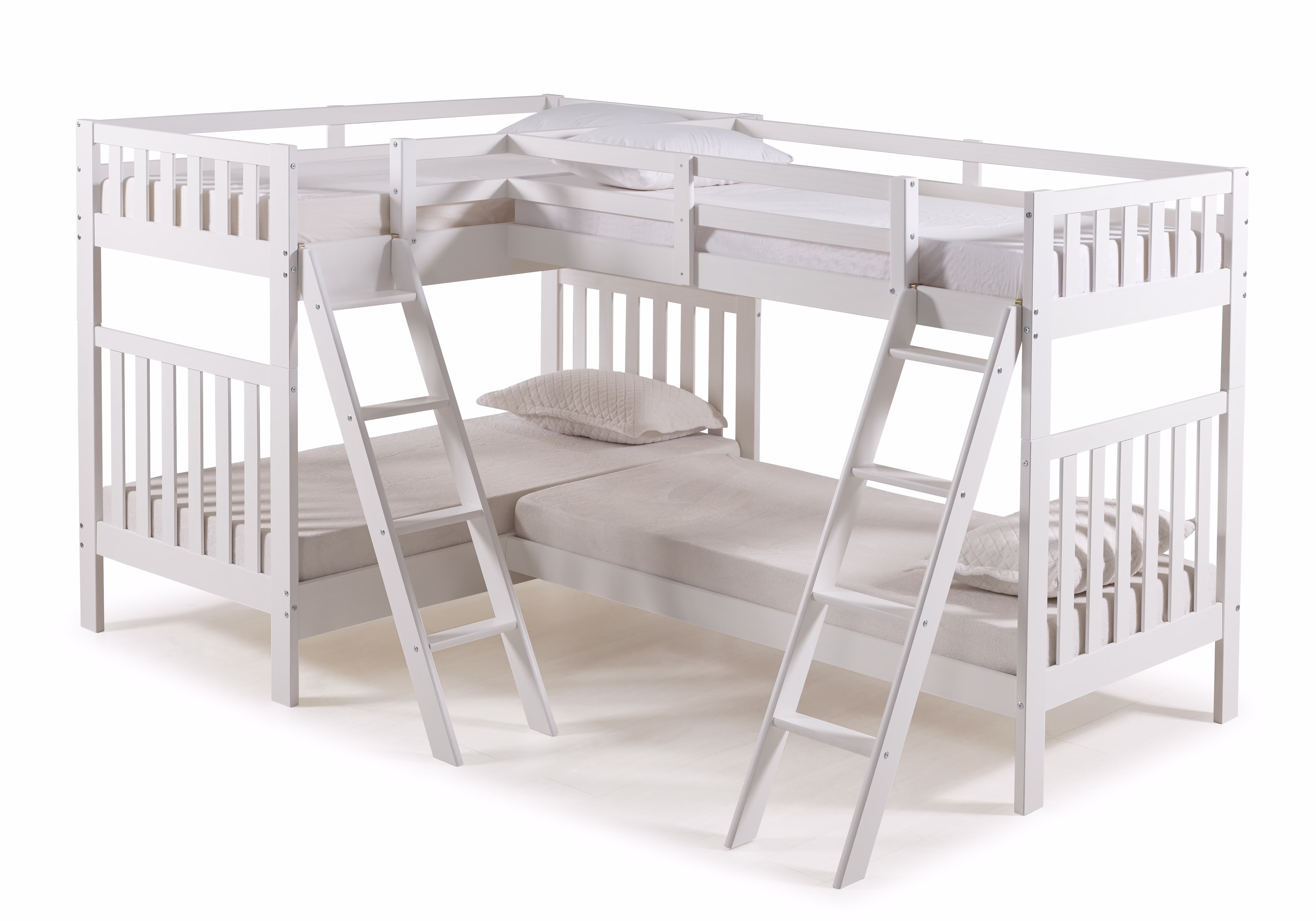 Aurora Twin Over Twin Bunk Bed with Quad Bunk Extension, White