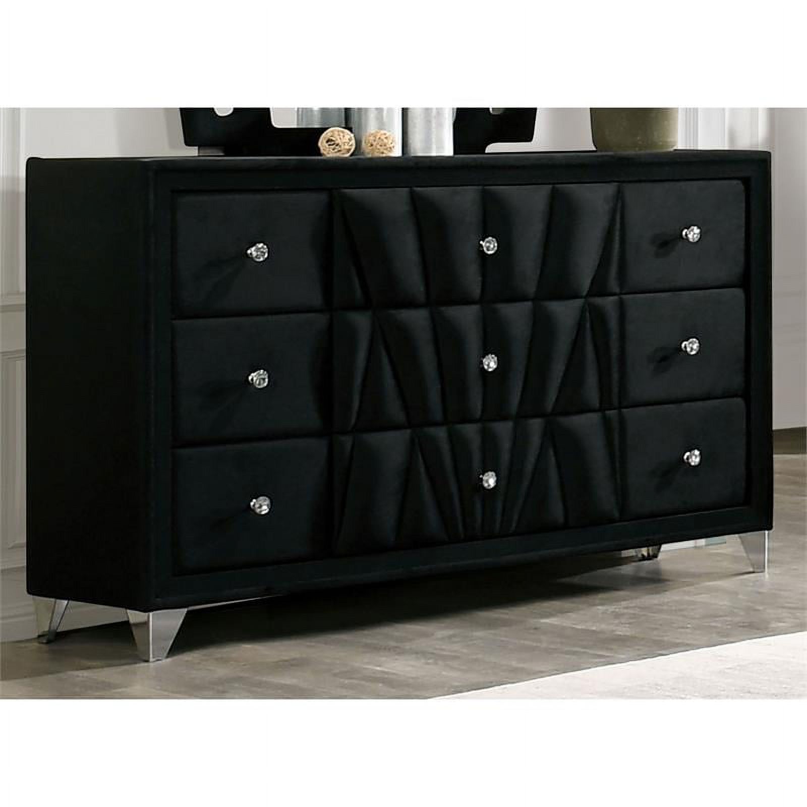 Furniture of America Sakan Transitional Fabric Upholstered Dresser in Black