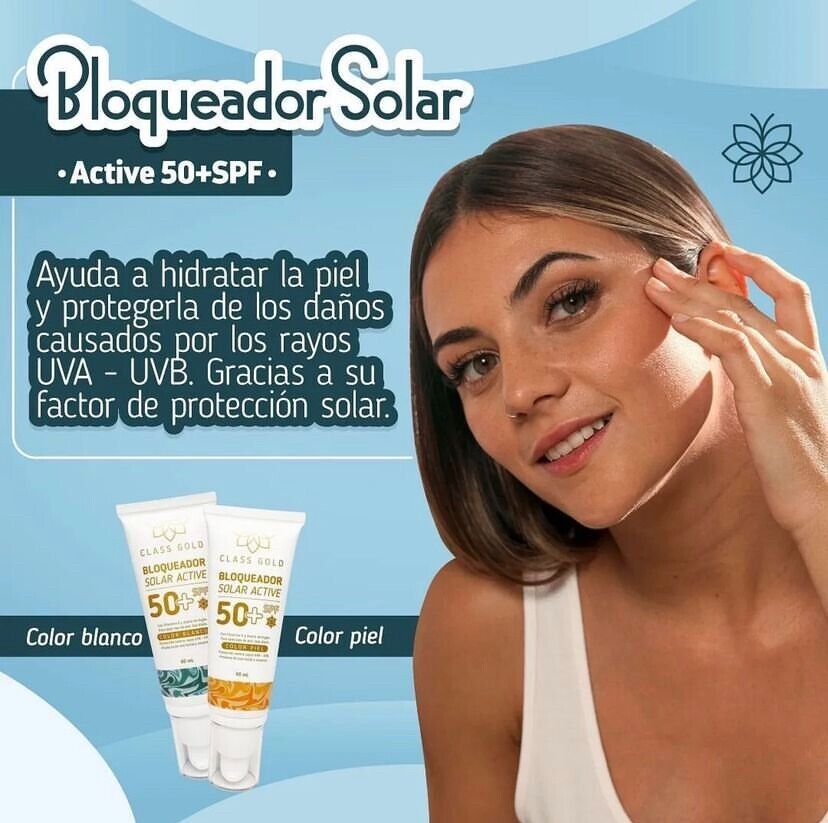 Class Gold Sunblock 50’ Color White /Bloqueador Solar de 50