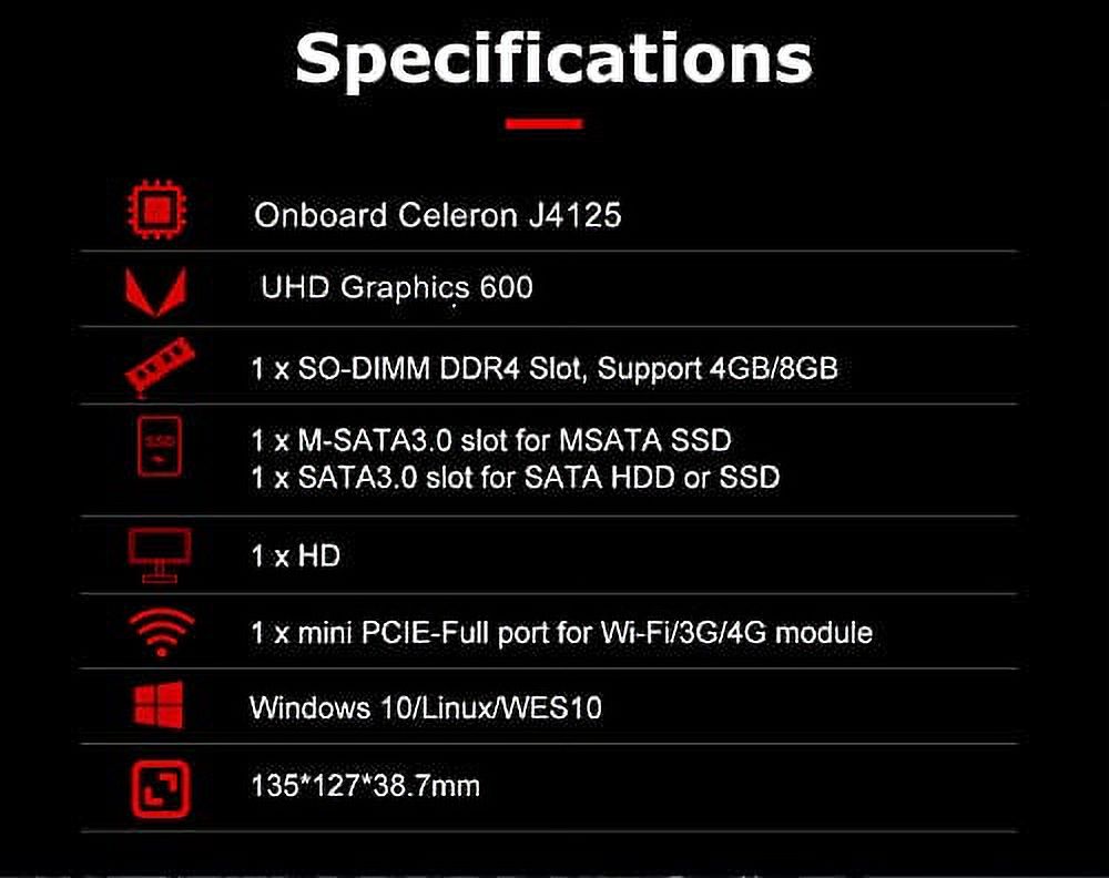EGSMTPC Router PC,Celeron J4125, 4 xGiga LAN, 2 USB3.0, 4 USB2.0, COM/RS232, HDMI, Fanless,Mini Firewall Appliance Firewall PC (4G RAM 32G SSD WiFi, Celeron J4125)