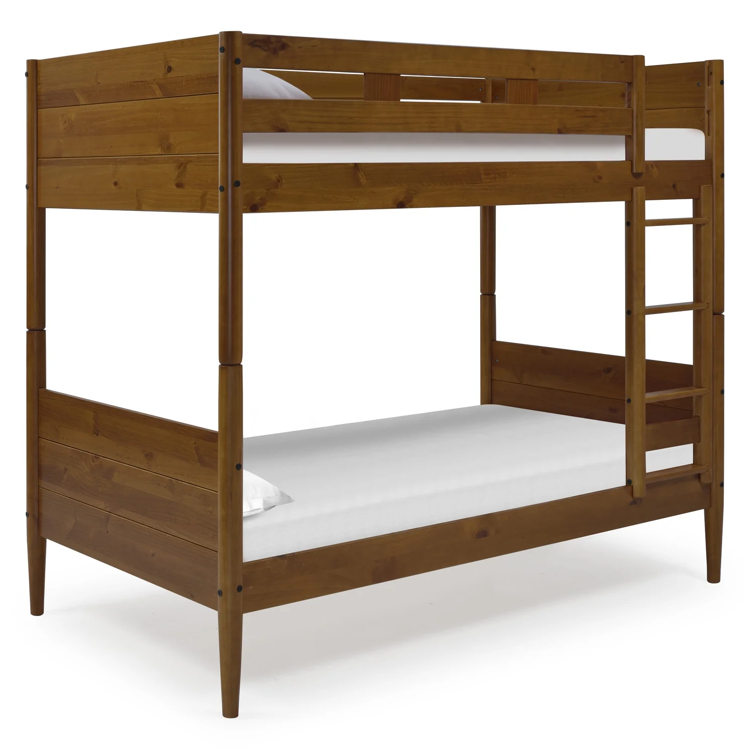 Camaflexi Mid Century Modern Bunk Bed Twin over Twin - Castanho Finish