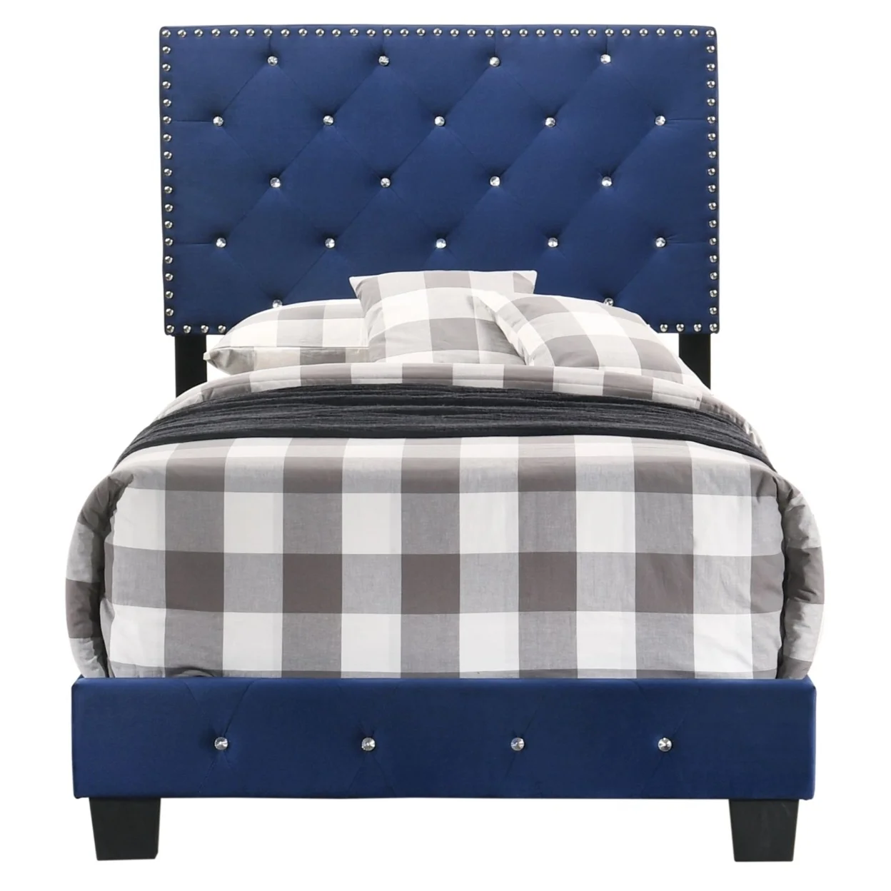 Home Furniture Suffolk Navy Blue Twin Panel Bed