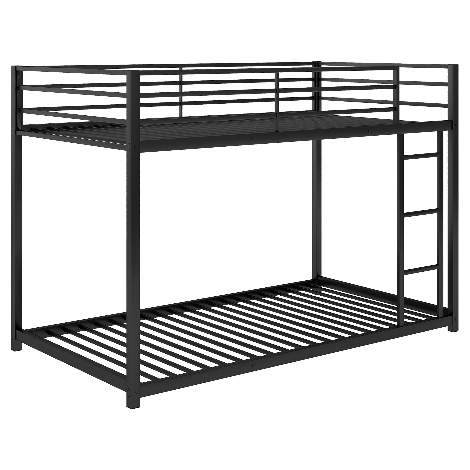 Nestfair Black Twin over Twin Metal Bunk Bed with Ladder