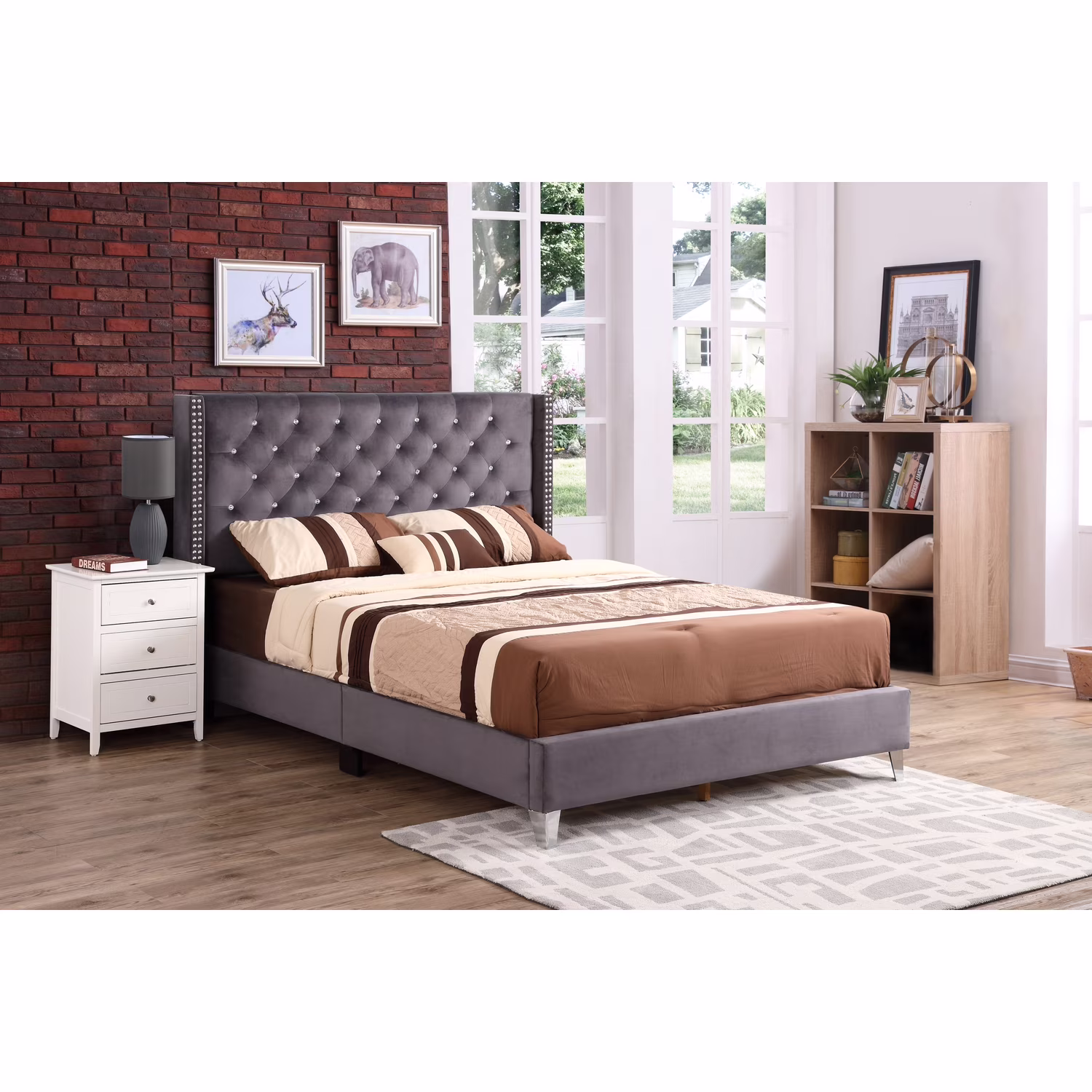 Glory Furniture Julie G1920-QB-UP Queen Upholstered Bed , GRAY