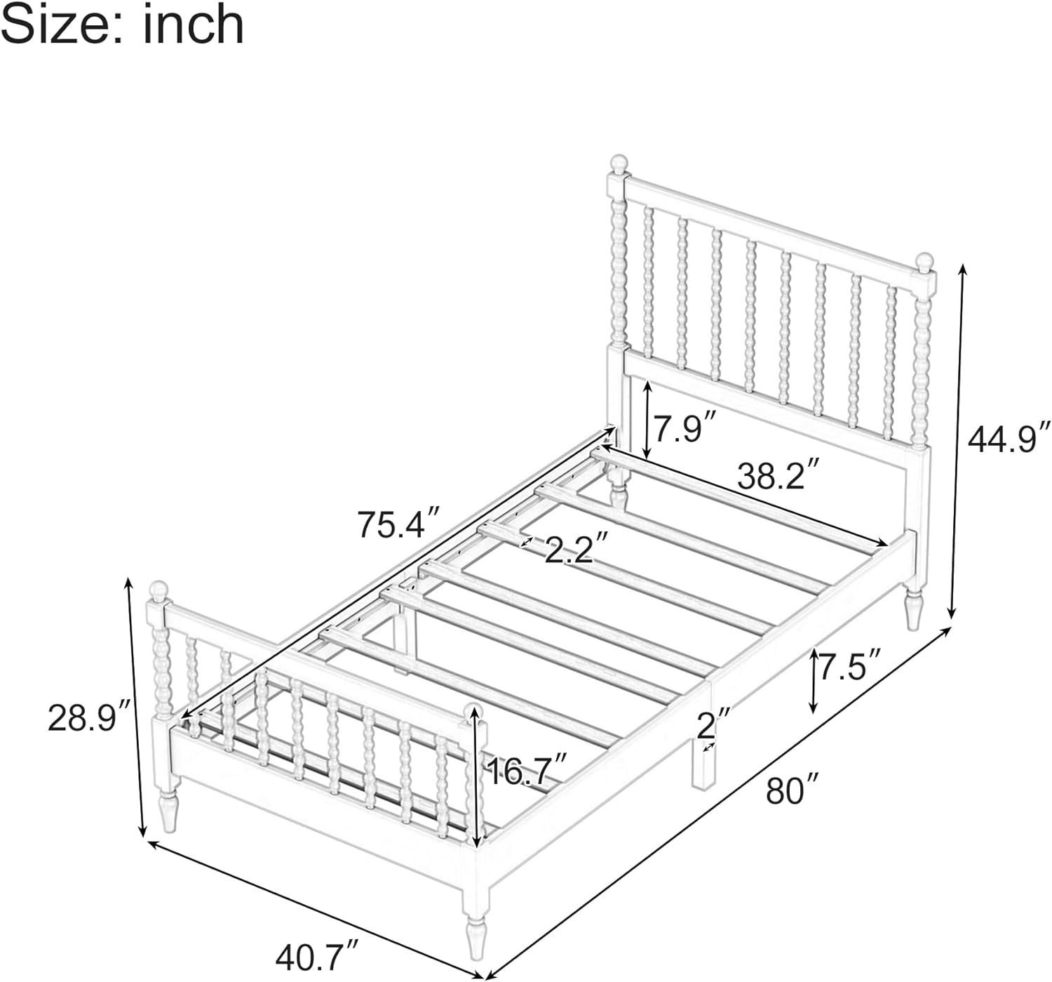 3Pcs Bedroom Set With 2 Nightstands, Size Bed Frame With Gourd Shaped Headboard And Footboard, Solid Wood Platform Bed, No Spring Box Required,