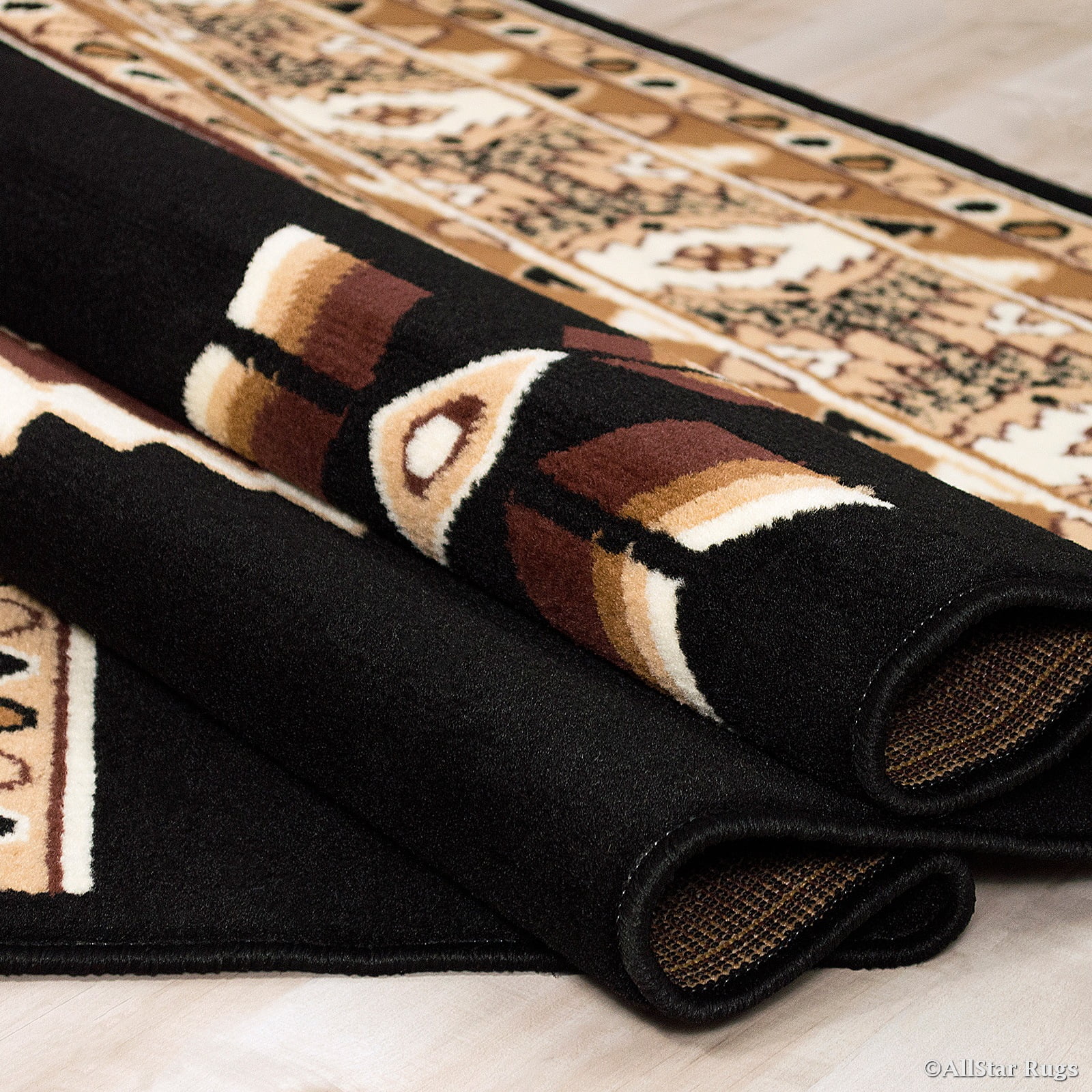 Allstar Black Woven High Quality Rug. Traditional. Persian. Flower. Western. Design Area Rug (7' 7