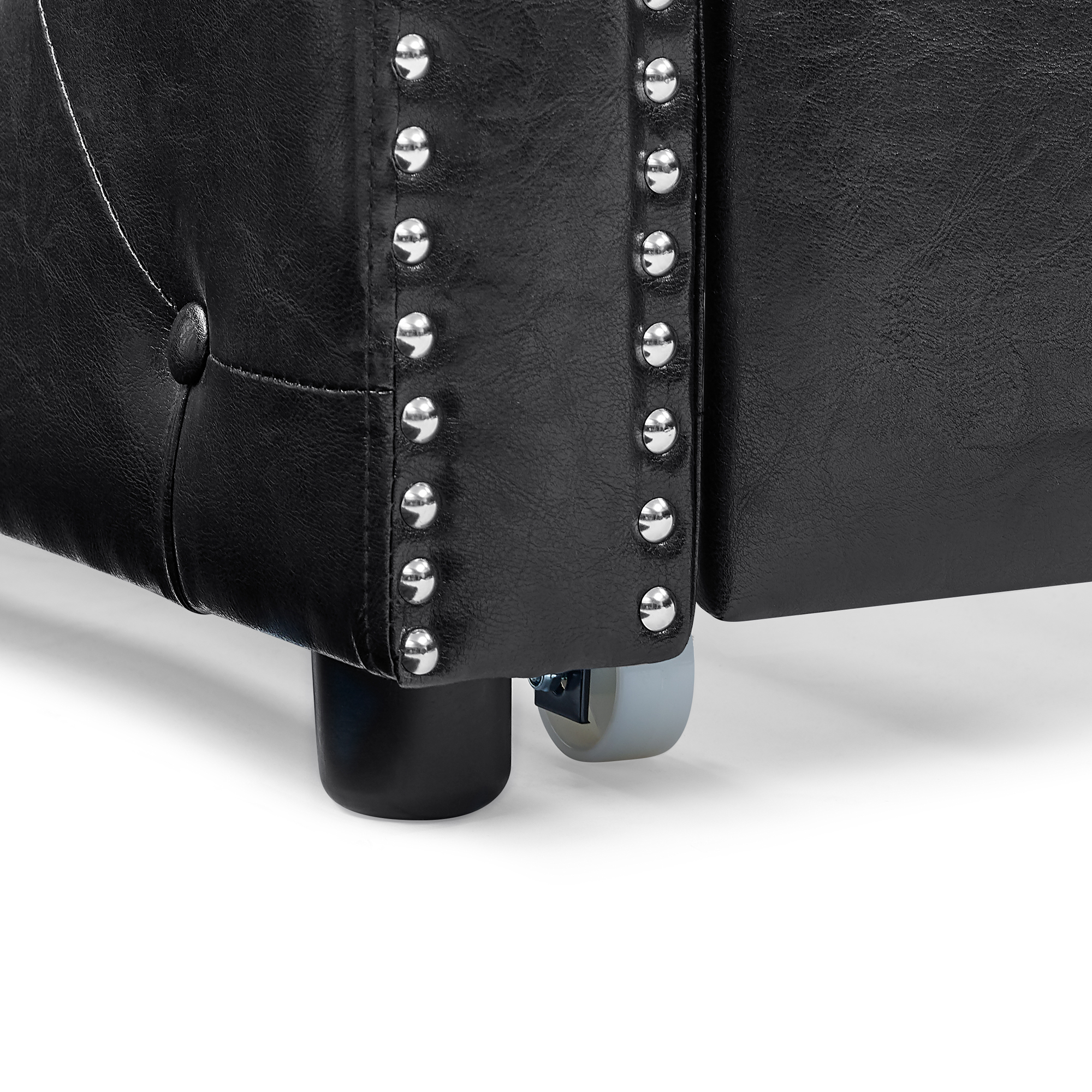 Trundle Upholstered Tufted Sofa Bed Daybed with Button and Copper Nail on Arms