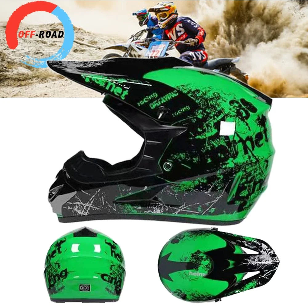 Motocross Helmet,Outdoor adult Full Face MTB Helmet Set Motorcycle Crash Helmet for Downhill Off-Road Dirt Bike Motorbike