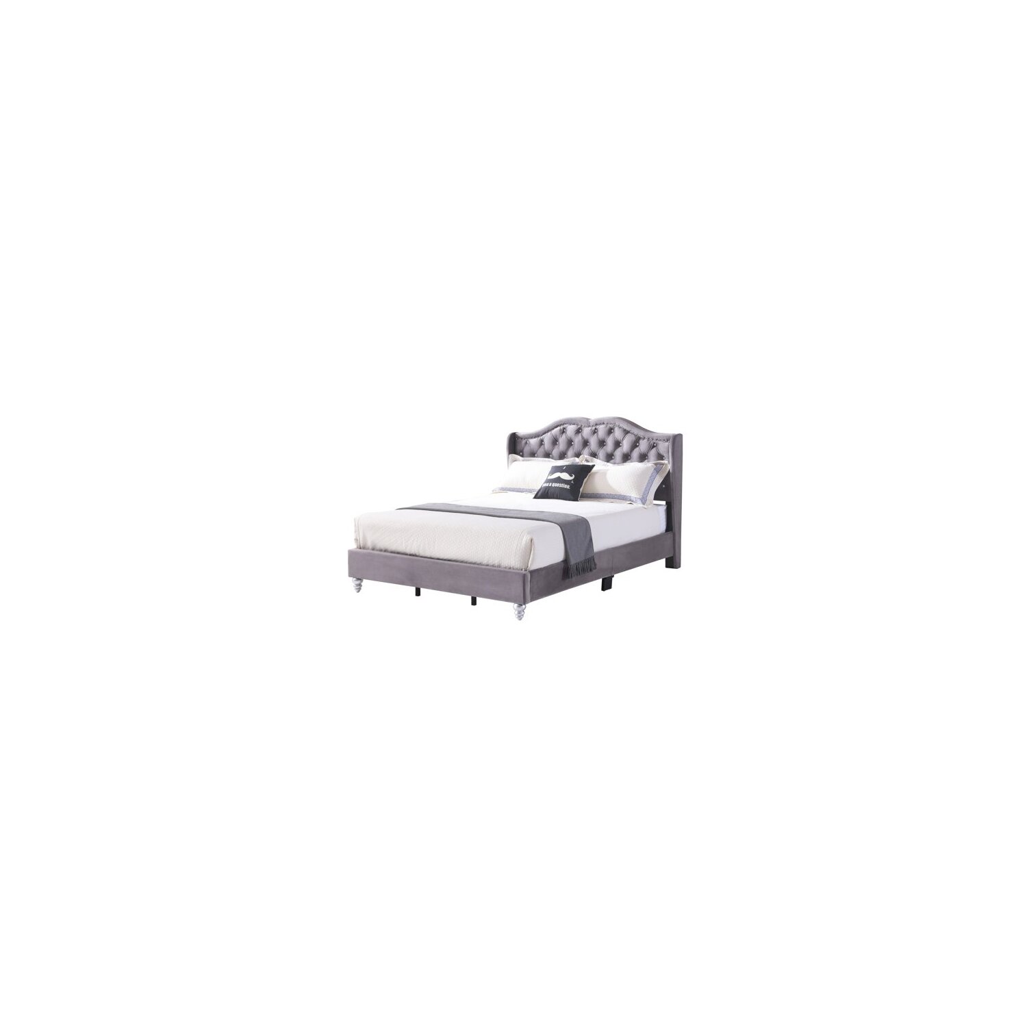 LYKE Home King Upholstered Bed , Gray