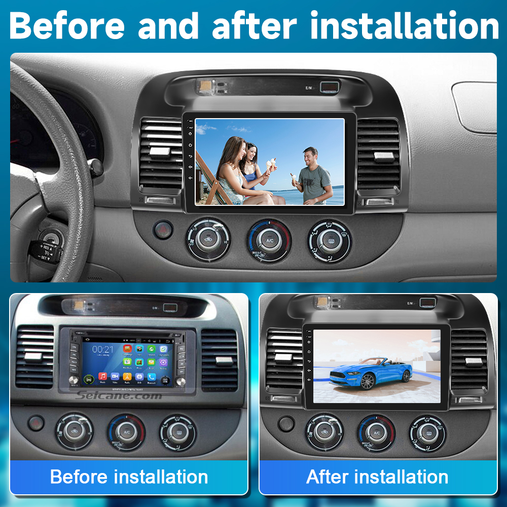 Podofo 2+64G Android 13 for Toyota Camry 2000-2003 Wireless Carplay Android Auto Mirror Link 9'' Touch Screen Car Stereo Radio WIFI GPS FM Bluetooth Hifi, AHD Backup Camera