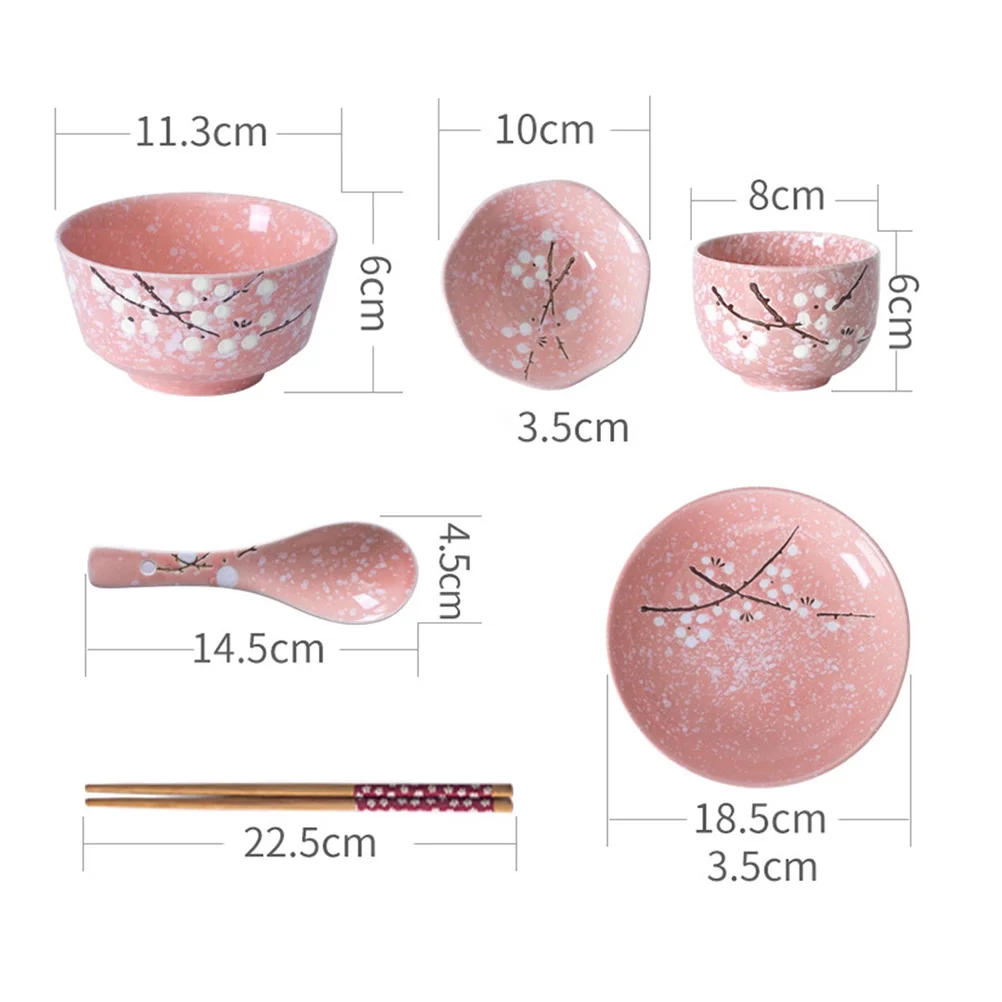 1 Set Ceramic Cutlery Set Household Japanese-style Tableware Kit (Pink)
