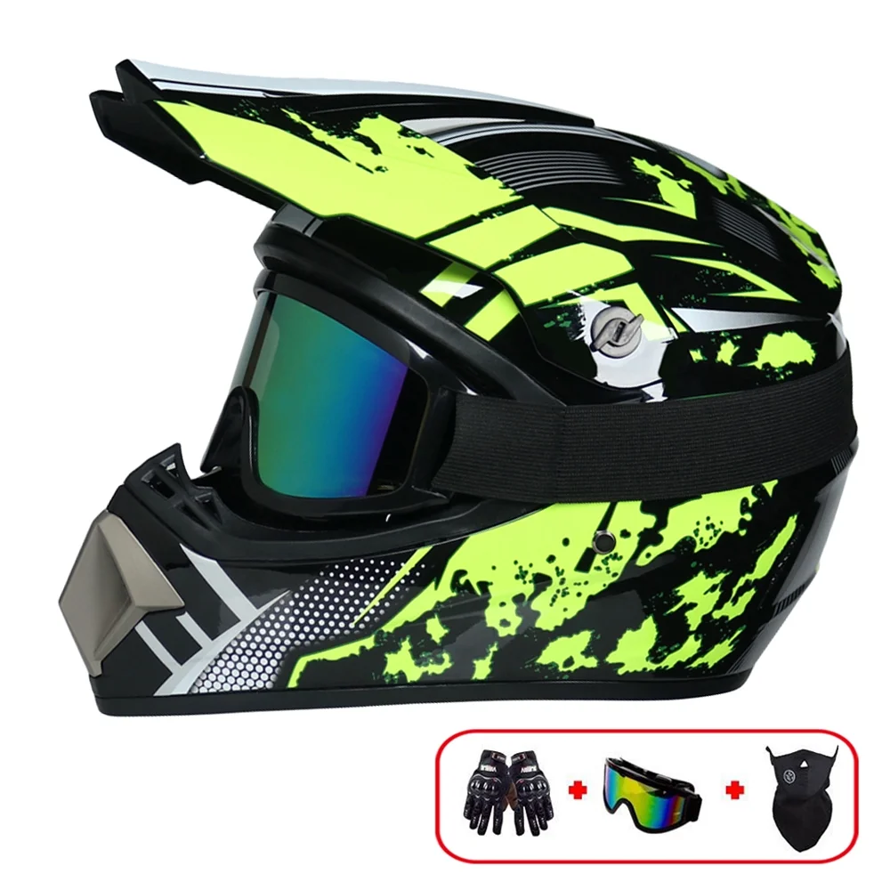 Motocross Helmet,Outdoor adult Full Face MTB Helmet Set Motorcycle Crash Helmet for Downhill Off-Road Dirt Bike Motorbike