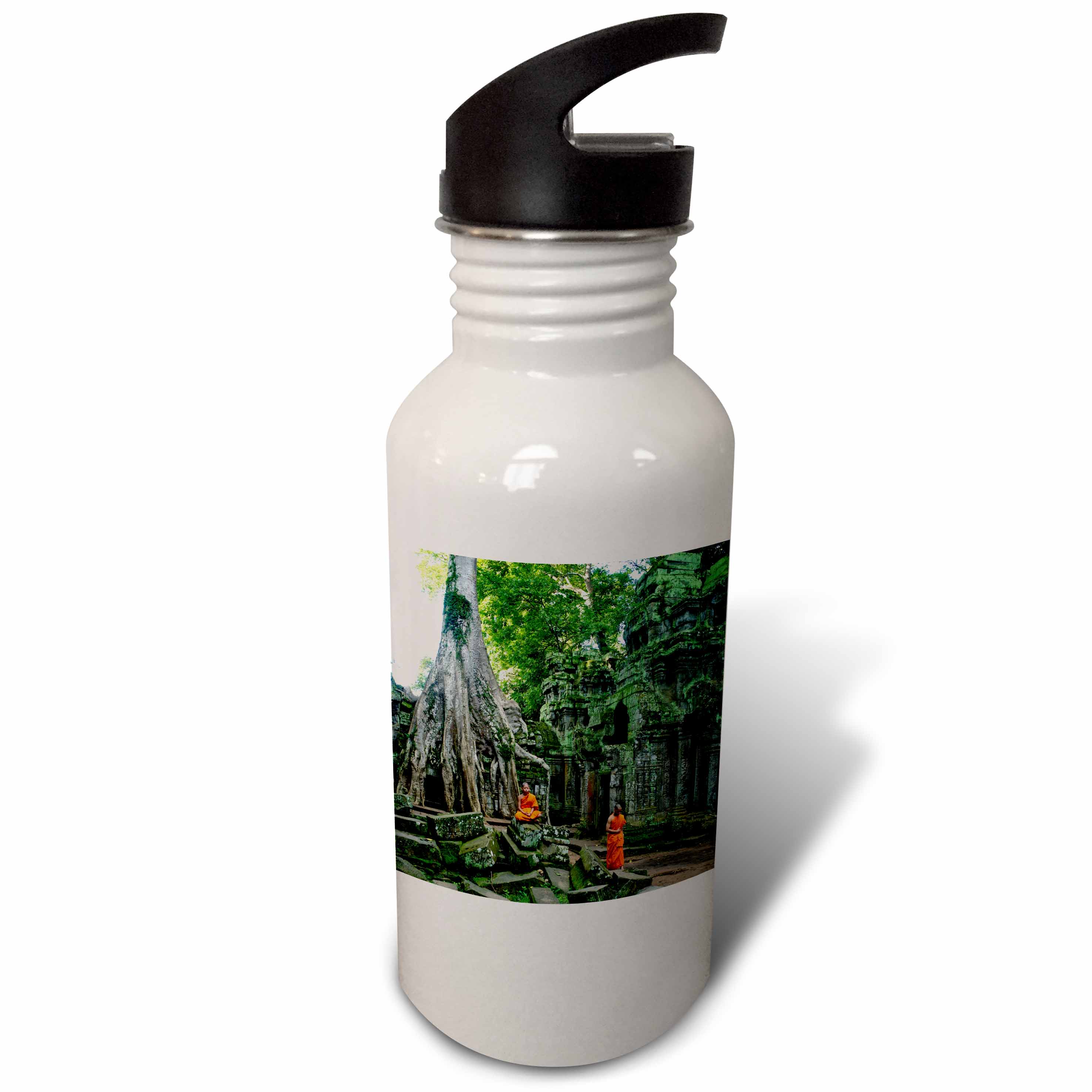 A couple of Orange and Green Theravada Buddhists at Ta Prohm Jungle Temple  21 oz Sports Water Bottle wb-179846-1