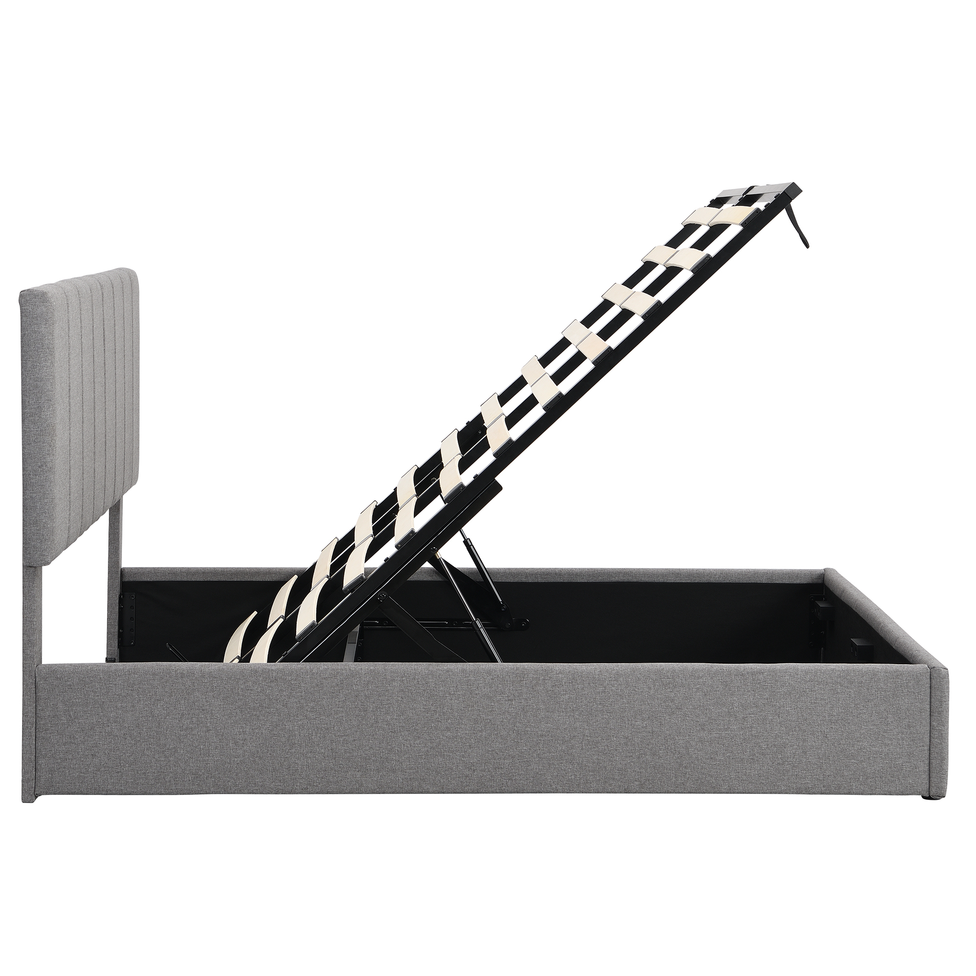 Dawn Whisper Full size Upholstered Platform bed with a Hydraulic Storage System, Gray