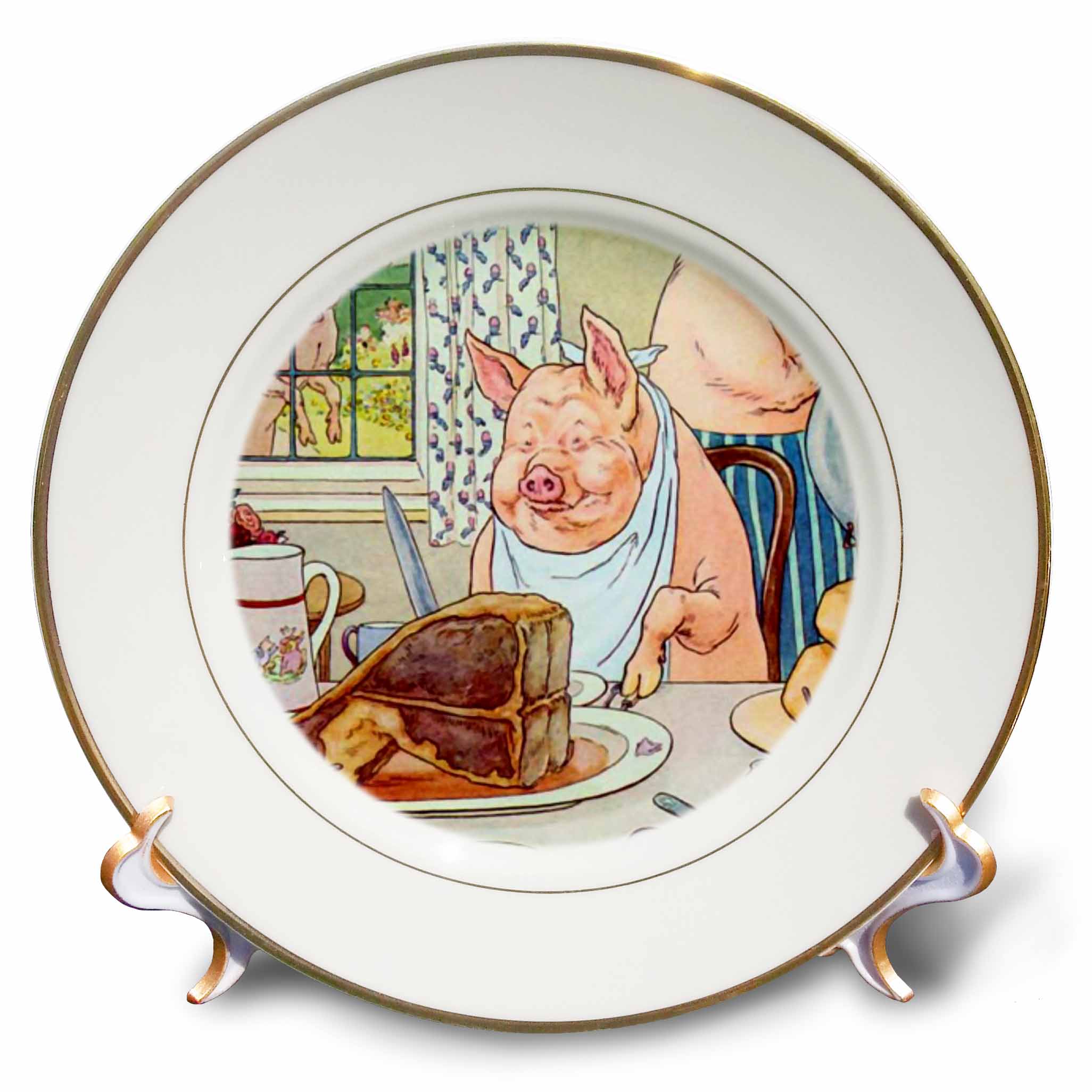 3dRose Dinner AT The Pig House, Porcelain Plate, 8-inch