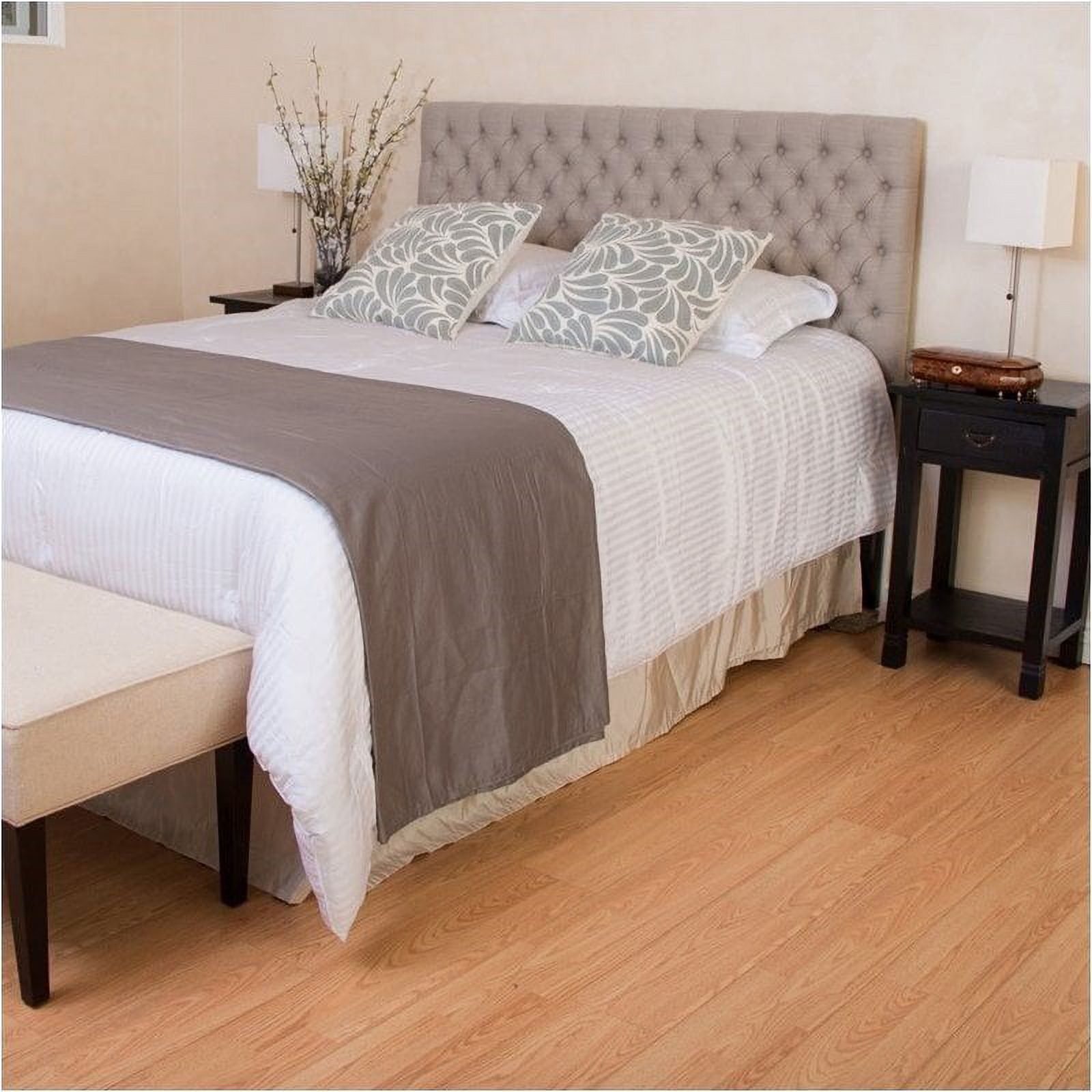 Bowery Hill Adjustable Full Queen Tufted Panel Headboard in Beige