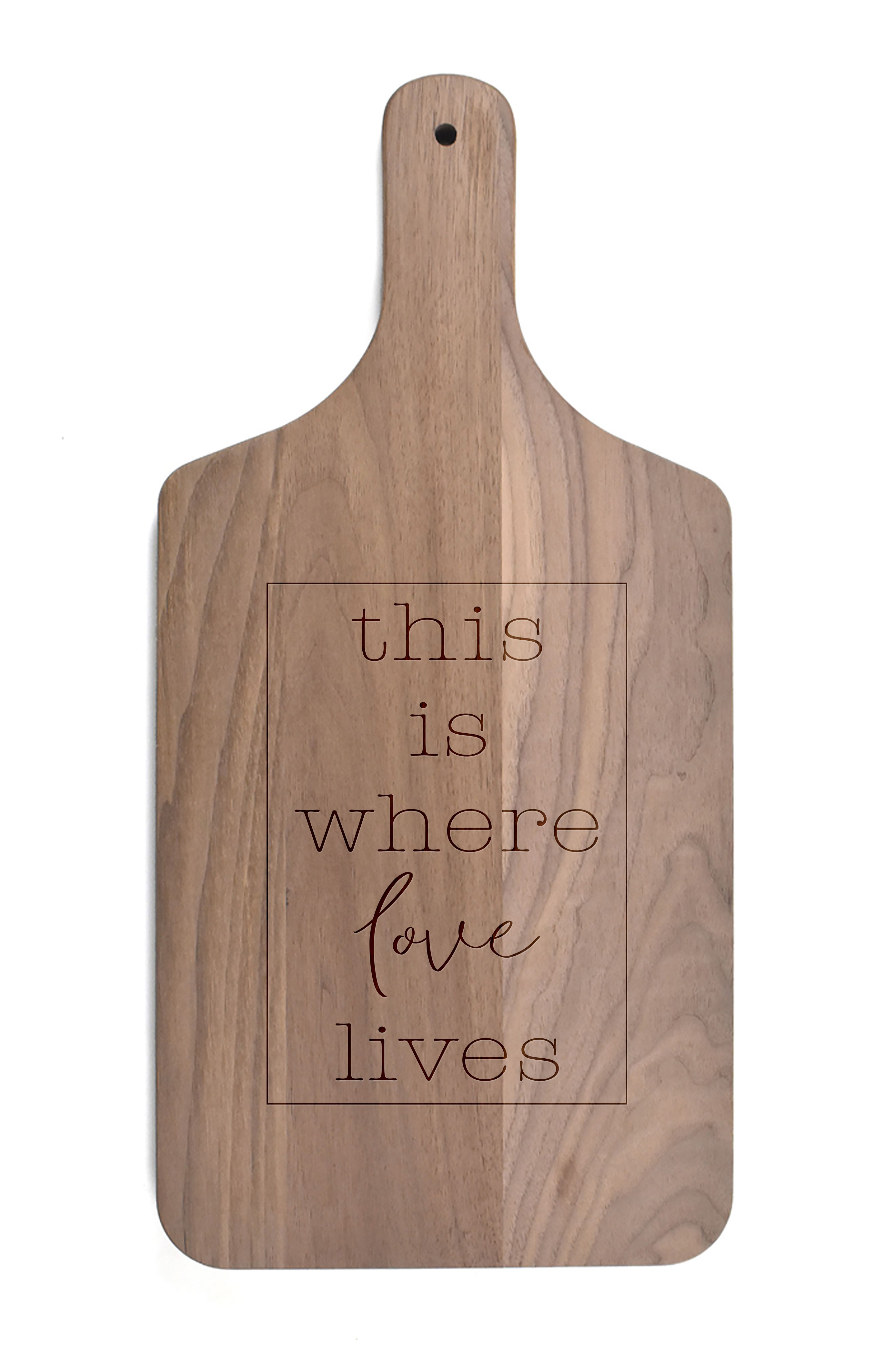 Creative Products This is Where Love Lives 8 x 17 Walnut Paddle Cutting Board