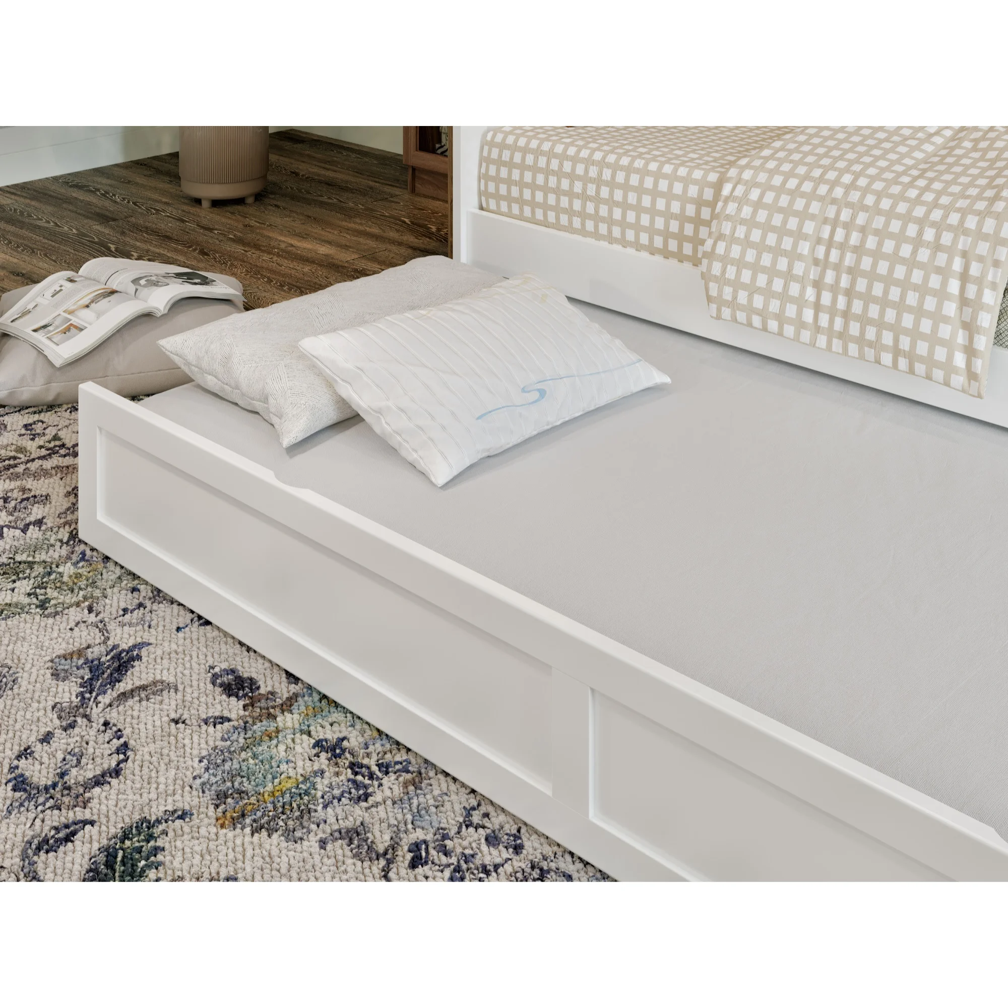 AFI Acadia Twin Wood Daybed with Twin Size Trundle in White