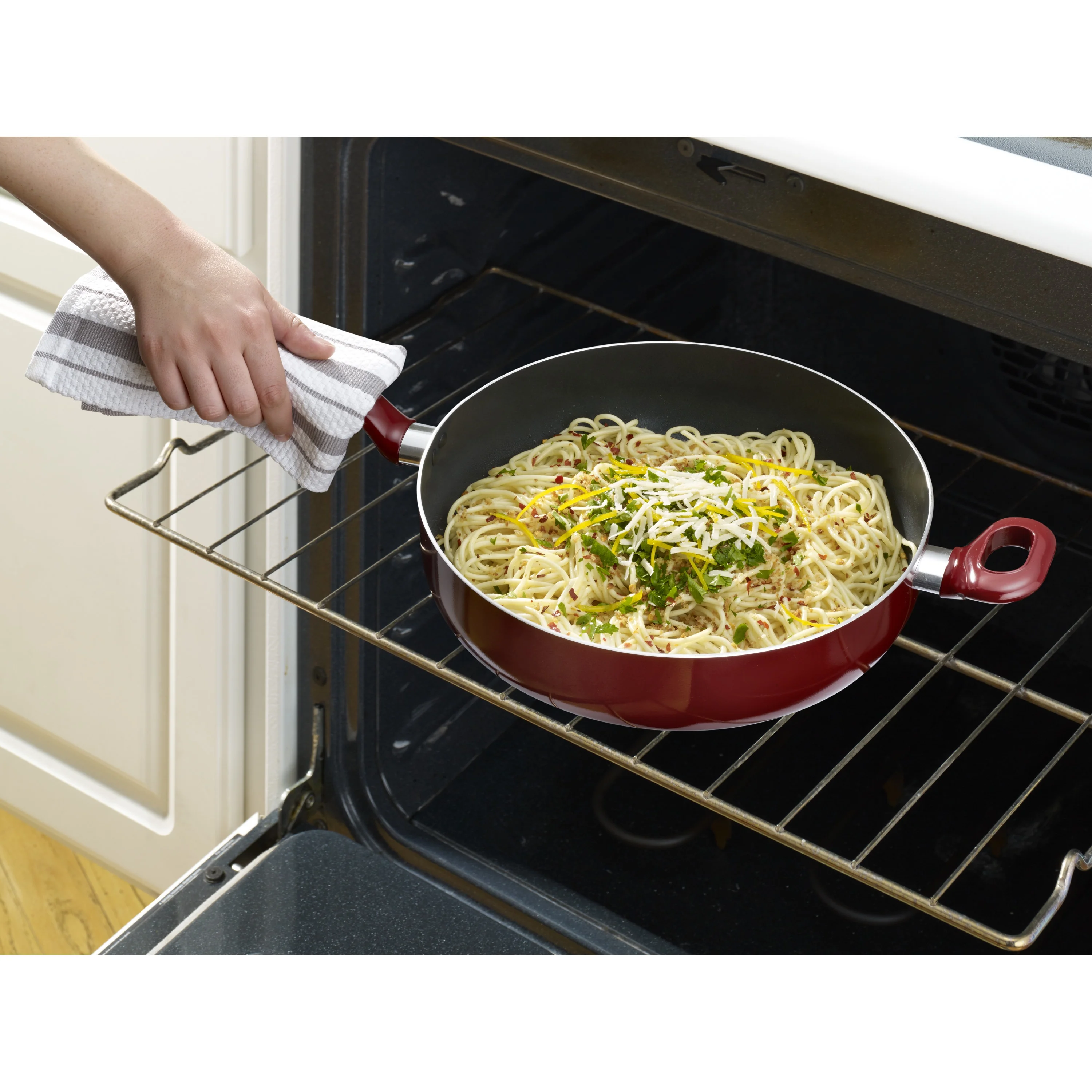 T-fal Thermo-Spot, 5 Quart, Non-Stick, Dishwasher Safe, Red, Jumbo Cooker