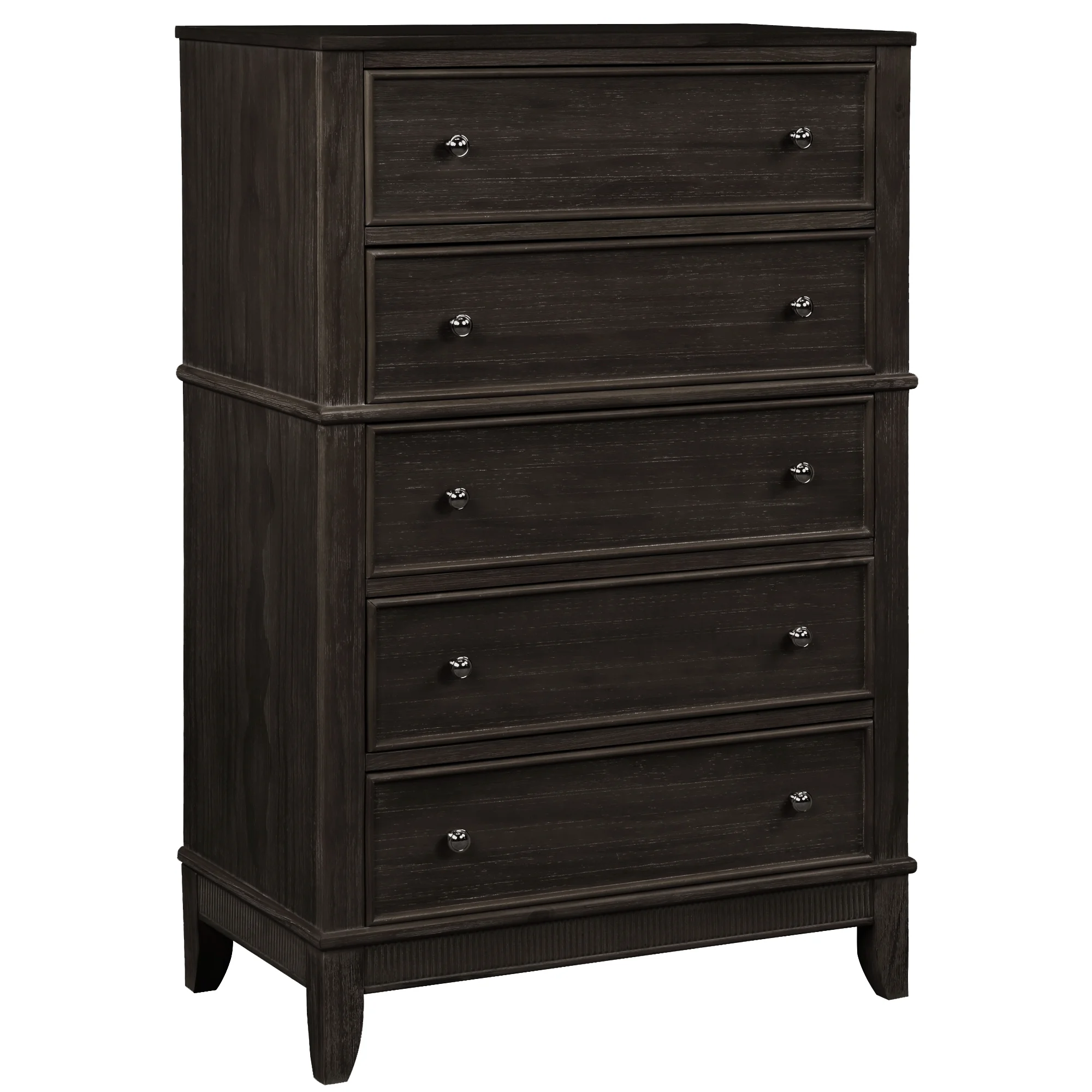 Chic Hazel 5 Drawers Chest Solid Wood, Coffee