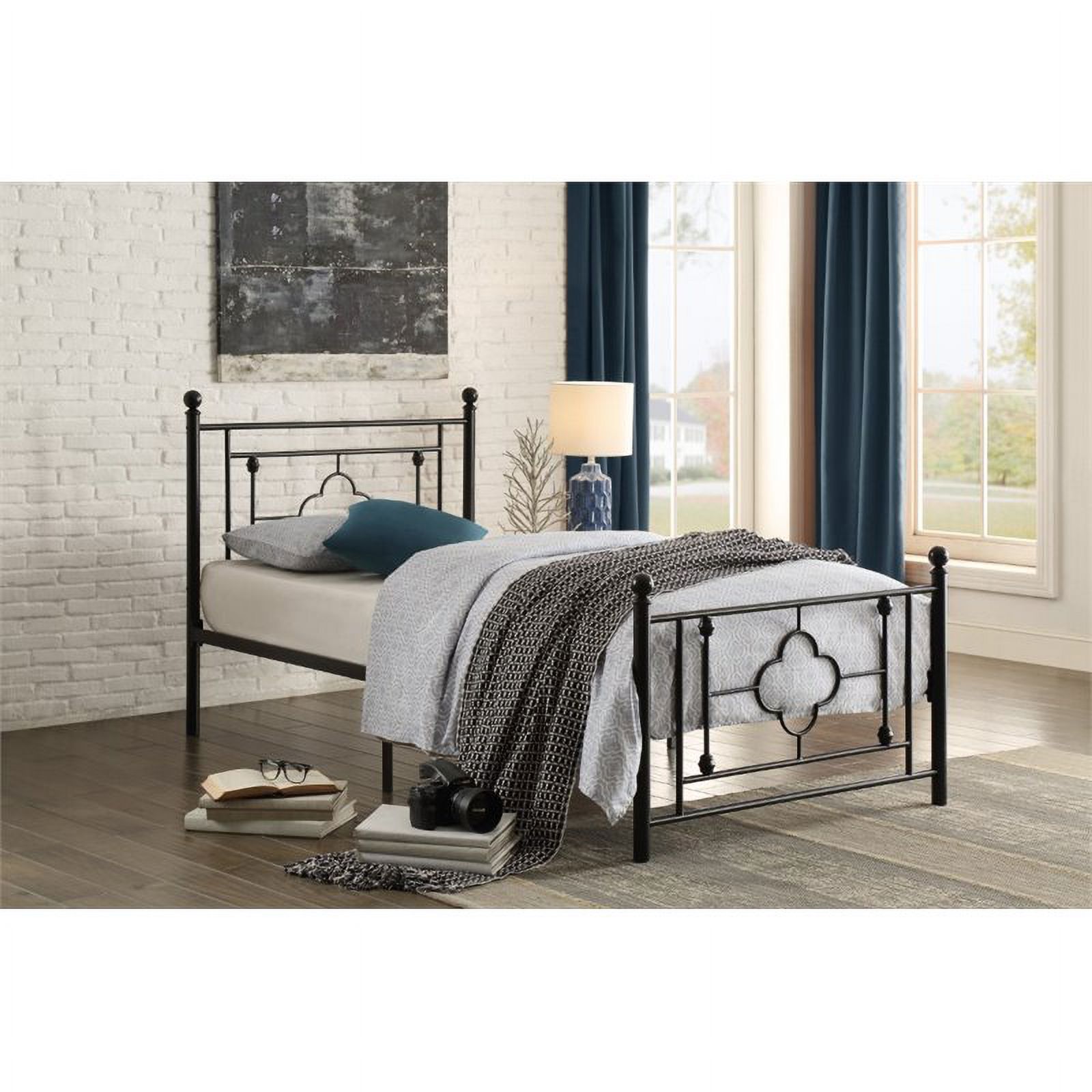 Pemberly Row Twin Metal Platform Bed in Black