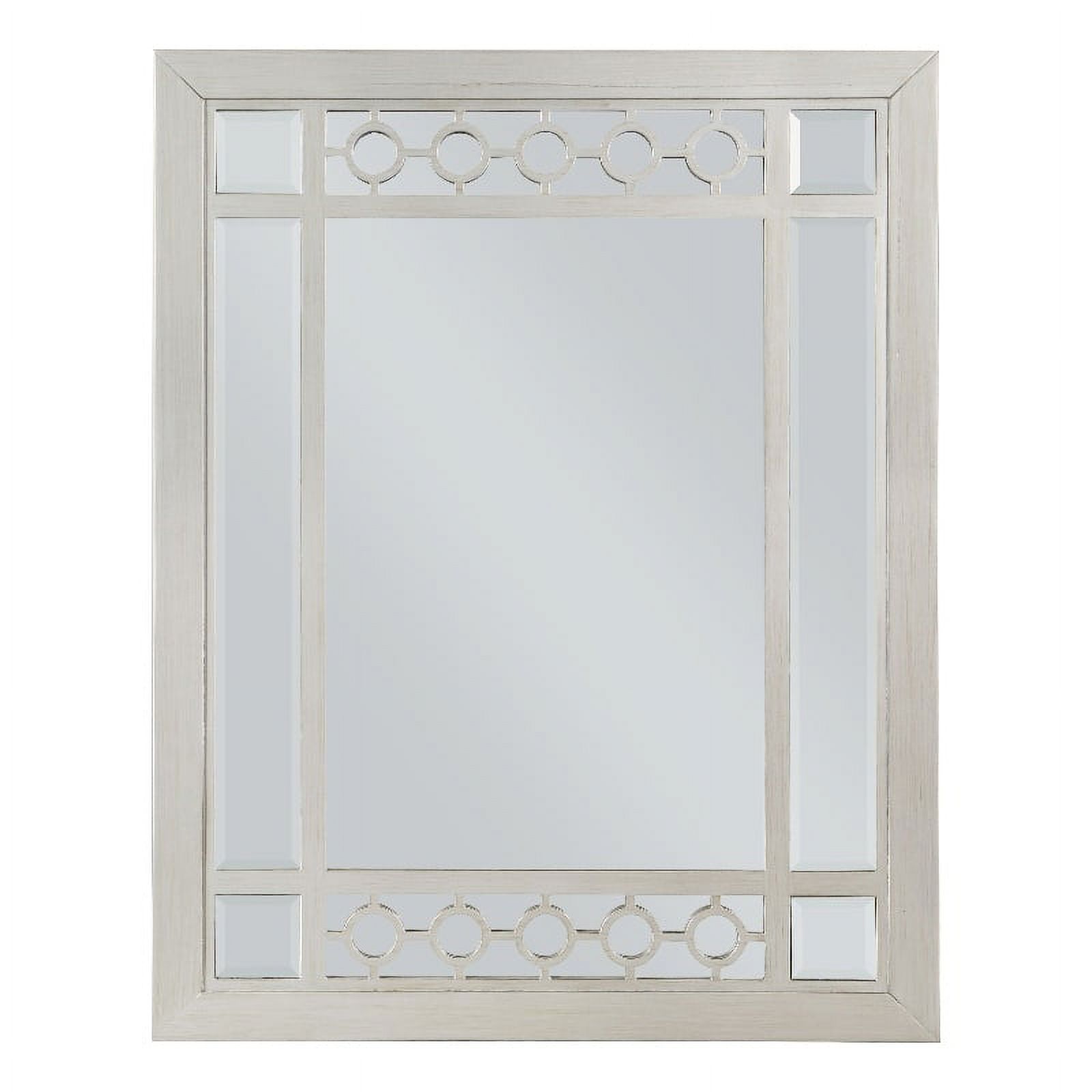 Home Square 2-Piece Set with 6 Drawers Dresser & Wooden Frame Mirror in Silver