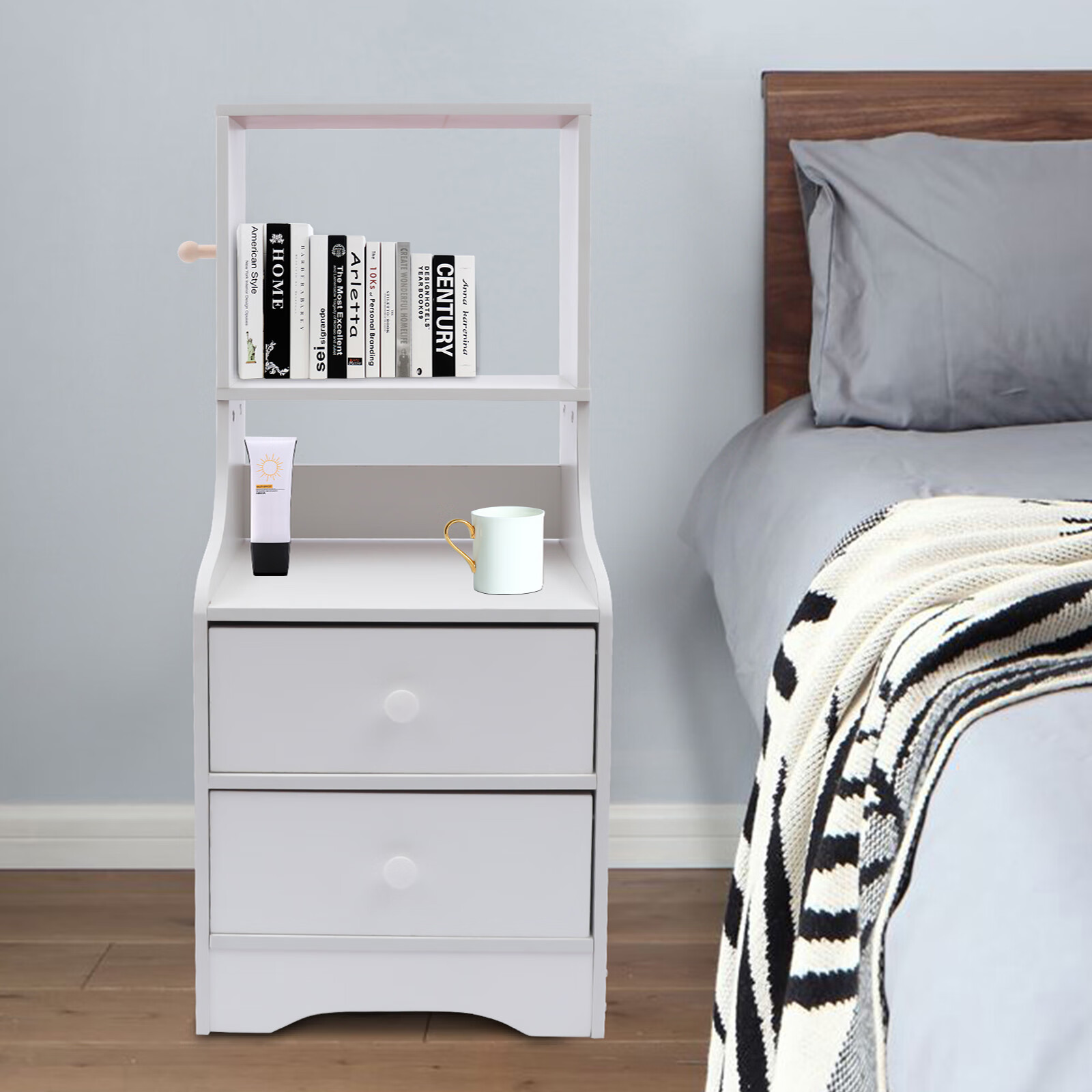 Loyalheartdy Modern 2 Drawers Nightstand, 34