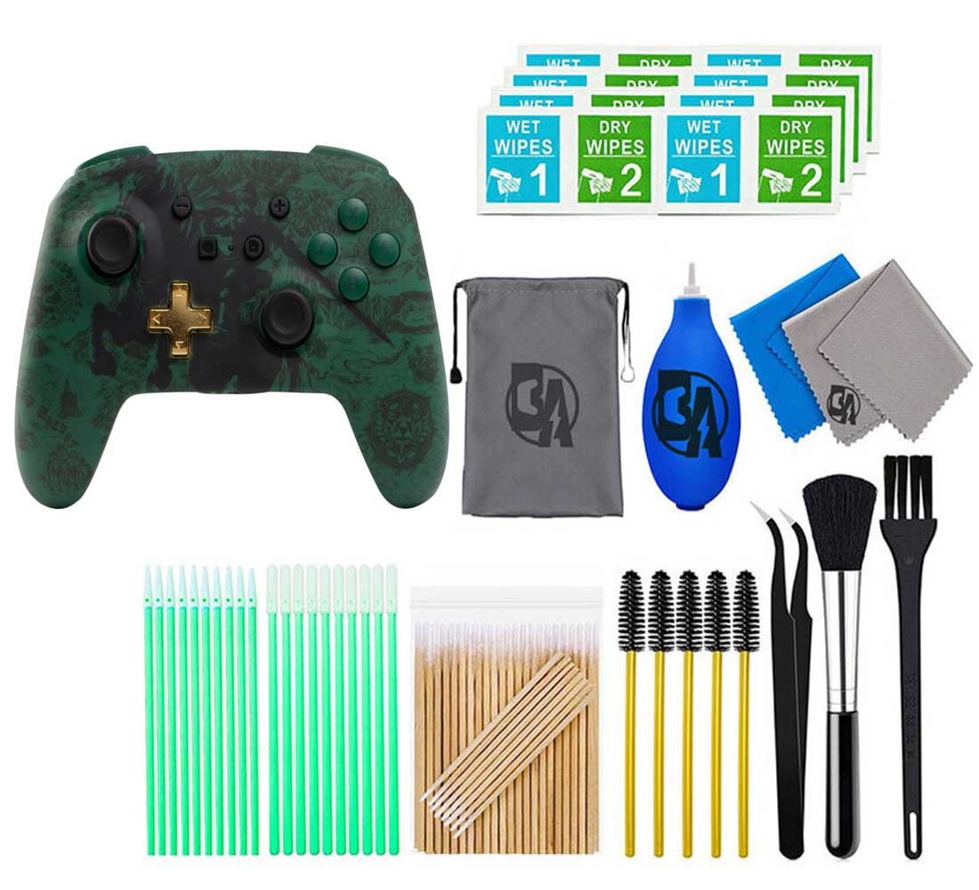 PowerA - Enhanced Wireless Controller for Nintendo Switch - Link Silhouette With Cleaning Manual Kit Bolt Axtion Bundle Used