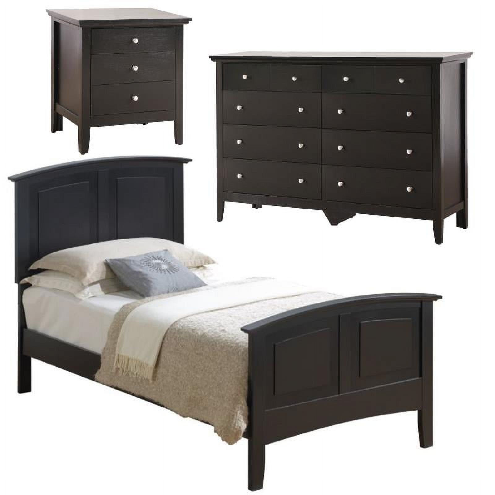 Home Square 3-Piece Set with Twin Bed 8-Drawer Dresser and 3-Drawer Nightstand