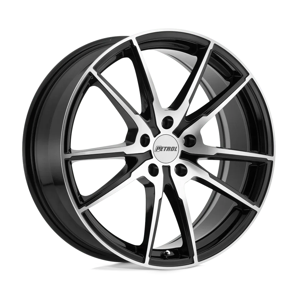 Petrol P0A 19x8  5x114.30 +40 GLOSS BLK W/ MACHINED CUT FACE Wheel Rim (QTY: 1)