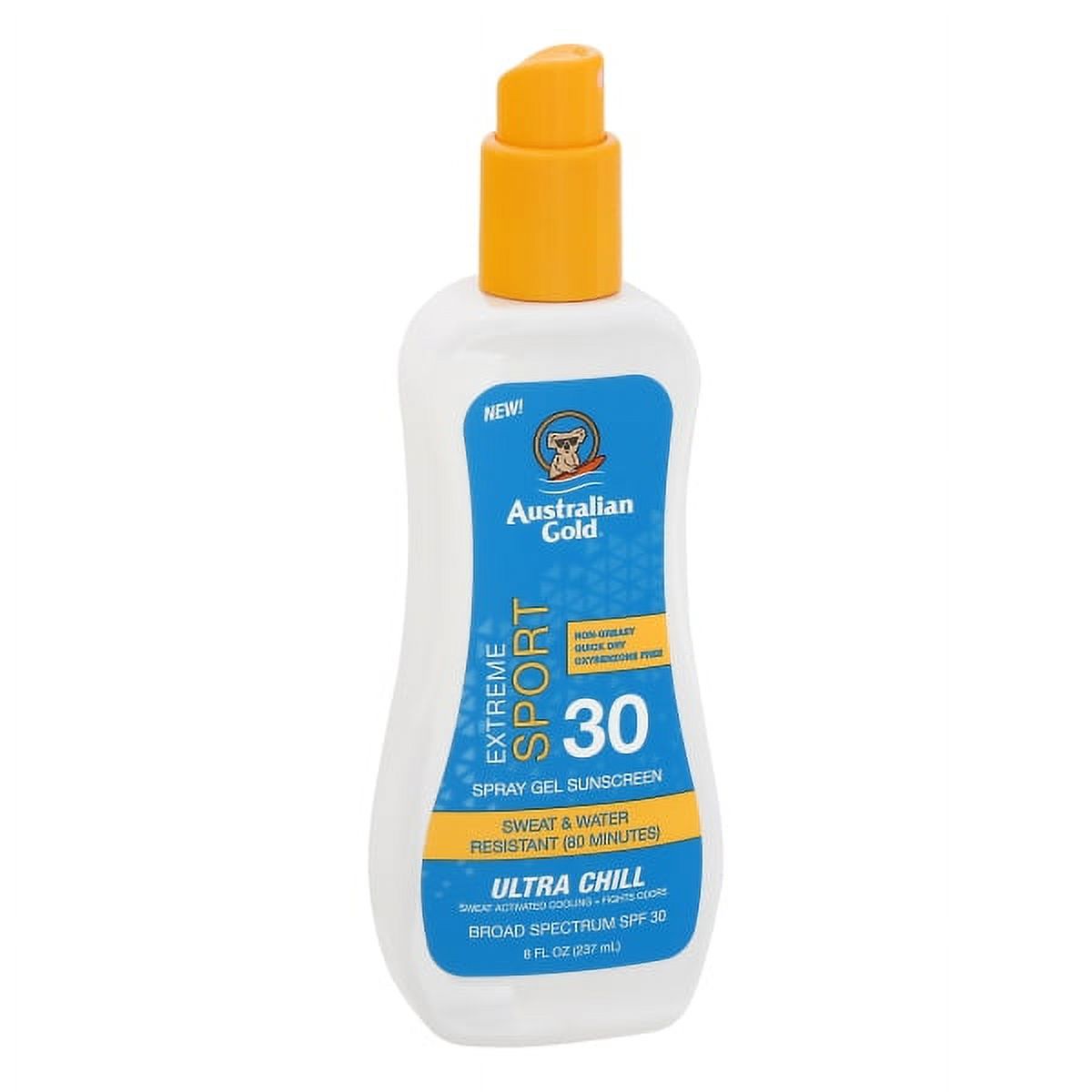 Australian Gold Extreme Sport Sunscreen Spray Gel Spf 30 - 8.0 oz / 240 ml New