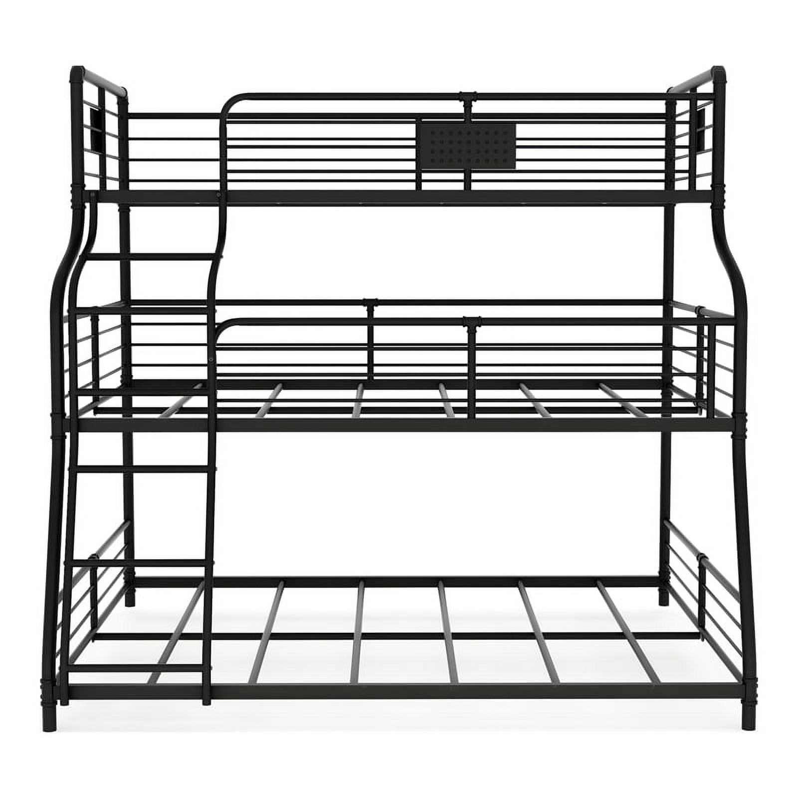 Pemberly Row Modern Metal Twin/Full/Queen Triple Bunk Bed in Black