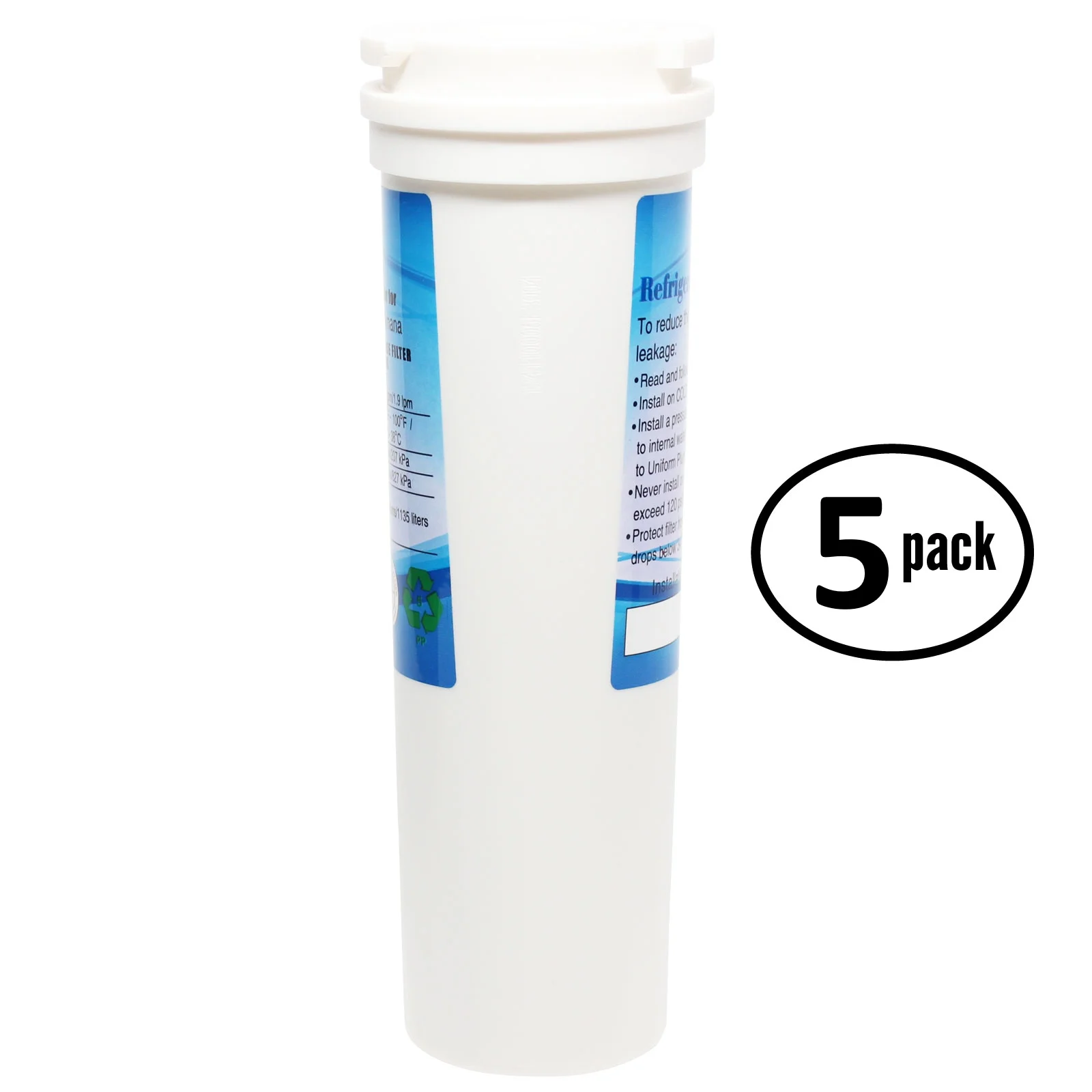 5-Pack Replacement for Fisher & Paykel RF540ADUSX4 Refrigerator Water Filter - Compatible with Fisher & Paykel 836848 Fridge Water Filter Cartridge - Denali Pure Brand