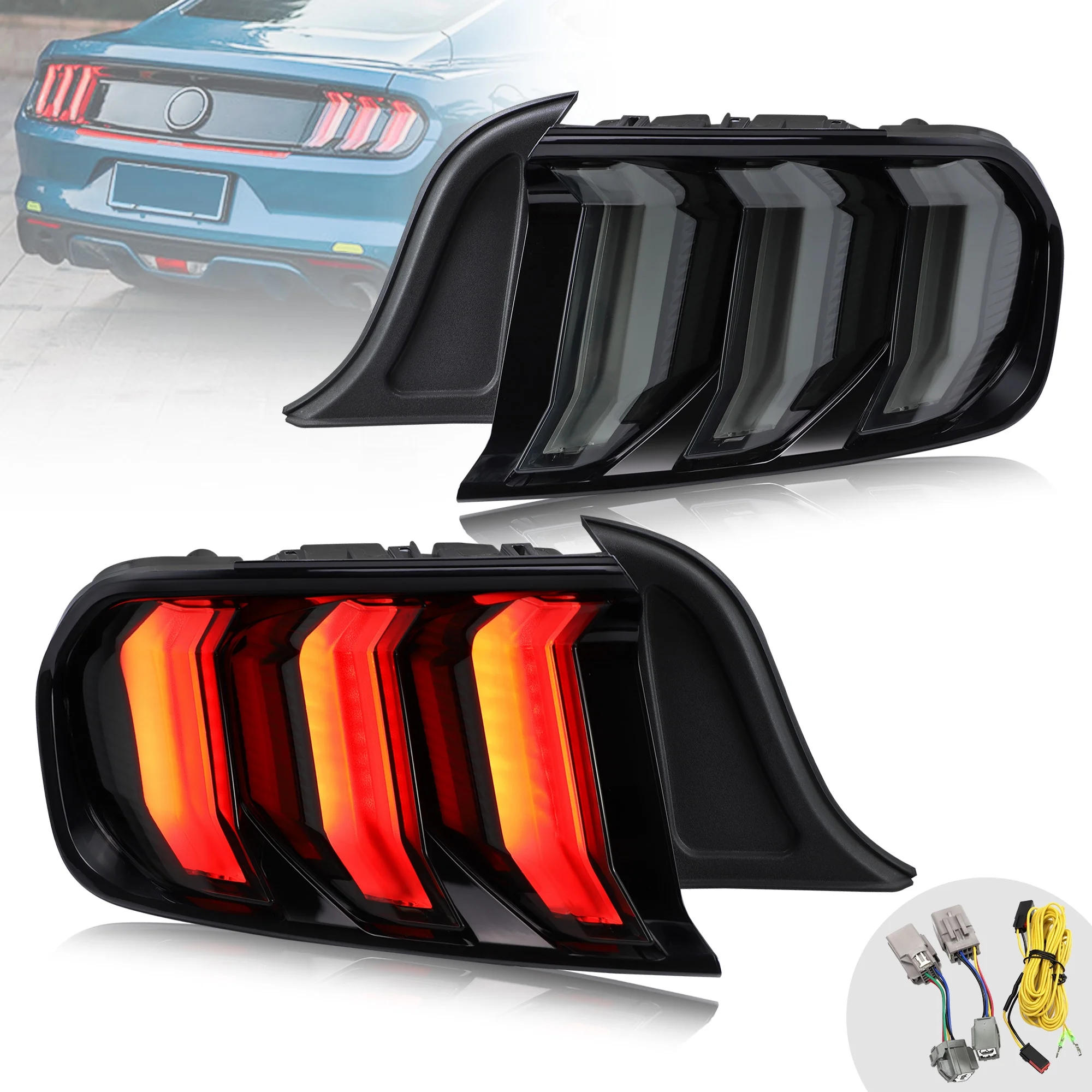 VLAND GT Five Model Full LED Tail Lights For Ford Mustang 2015-2020 (Fit For US/Euro Models)