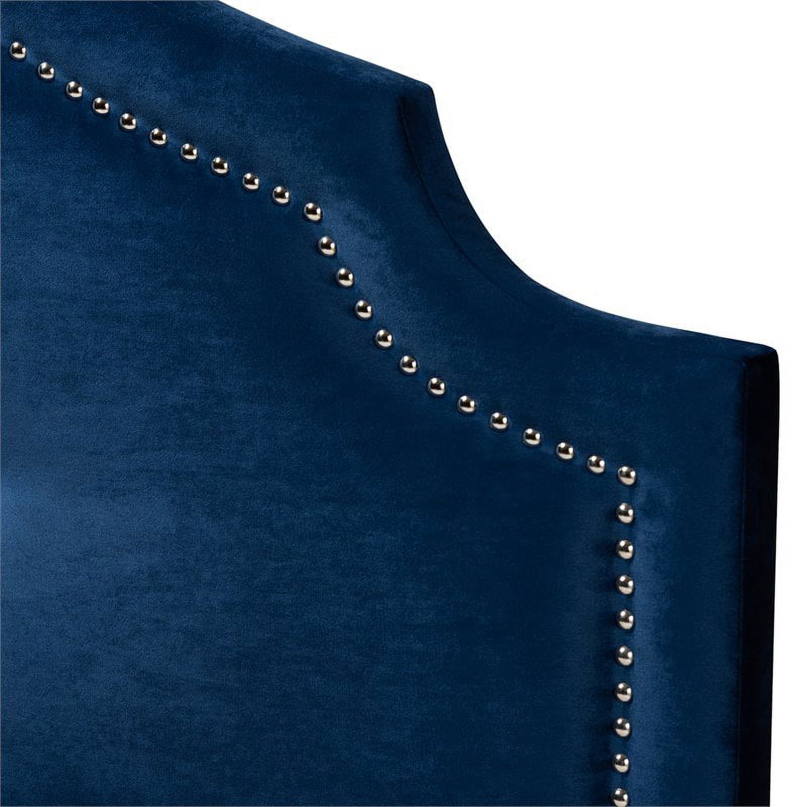 Bowery Hill Modern Velvet Tufted and Queen Headboard in Blue