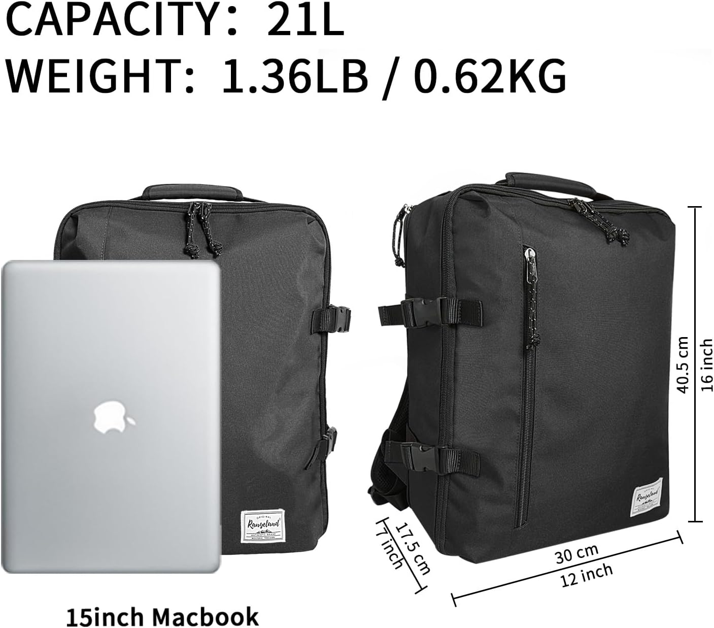 New Business Trip Backpack 21L Flight Approved Carry on Daypack 15-inch Laptop Notebook, Travel Commute Gym