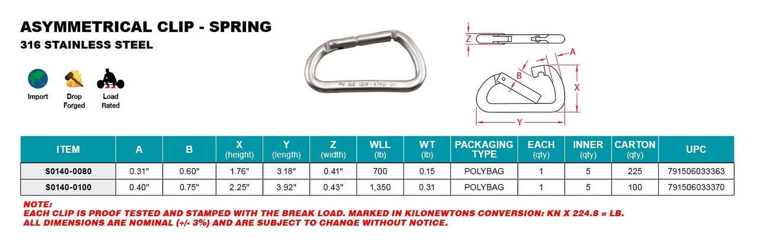 316 STAINLESS STEEL ASYMMETRICAL CARABINER CLIP 4
