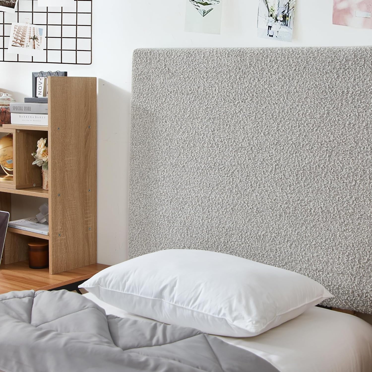 Villa Classic - College Headboard With Legs - Boucle Gray + Cream