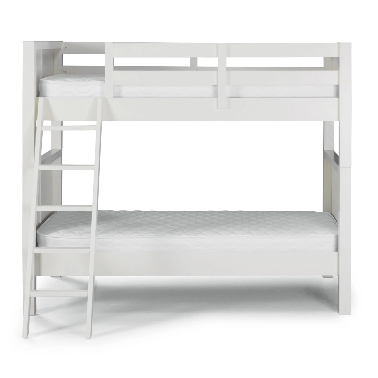 Homestyles Naples Wood Twin Over Twin Bunk Bed in Off White