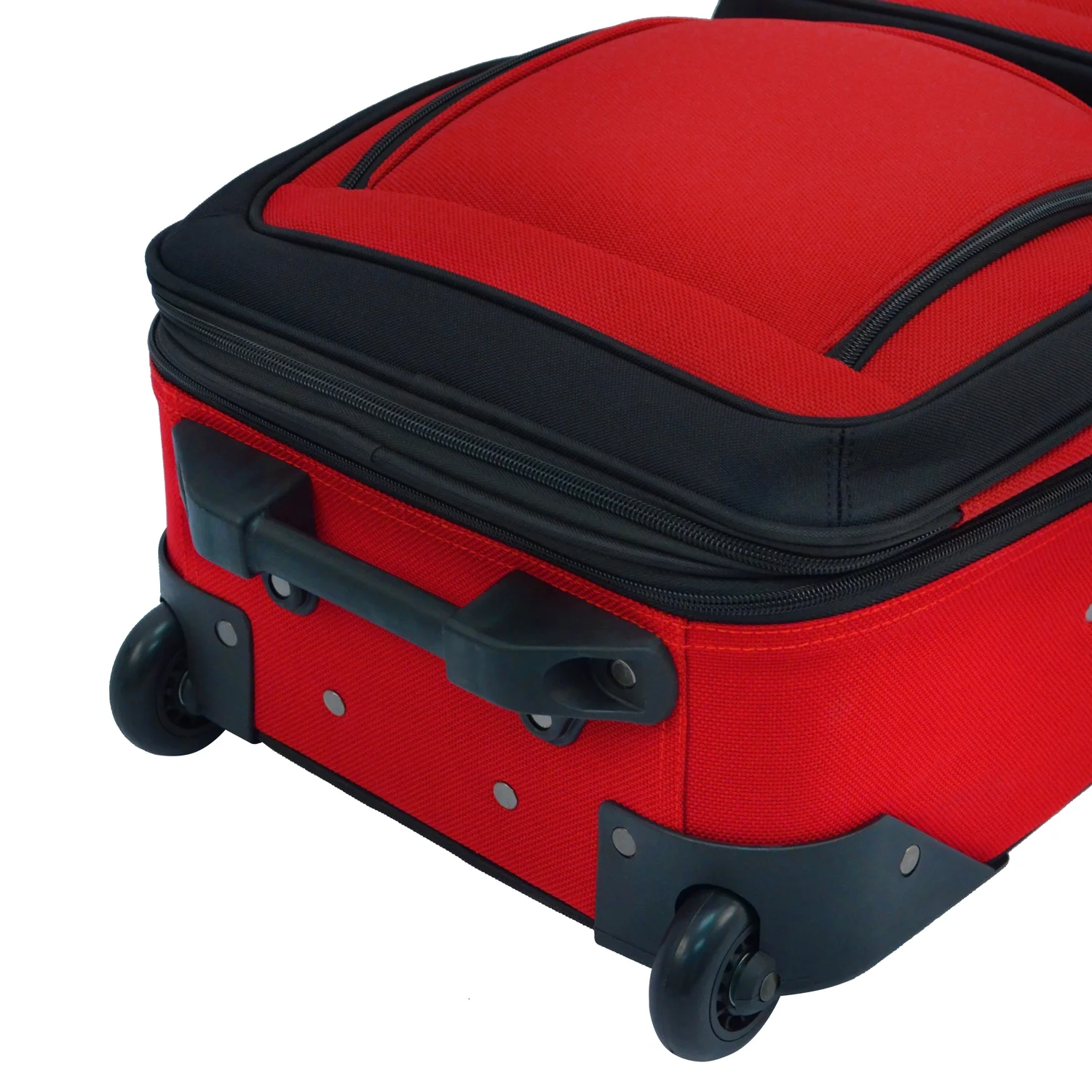 U.S. Traveler Rio Rugged Fabric Expandable Carry-on Luggage, 2 Wheel Rolling Suitcase, Red, 2-Piece