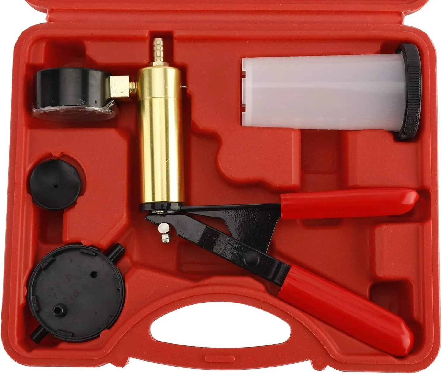 Brake Bleeder & Vacuum Pump Test Hand Held Gauge Tool w/ Hoses Adapters 2 in 1