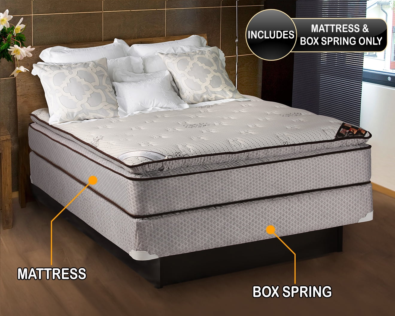 Dream Solutions Spinal Dream Soft Plush Pillow Top 12 Inch Full Mattress and Box Spring Set
