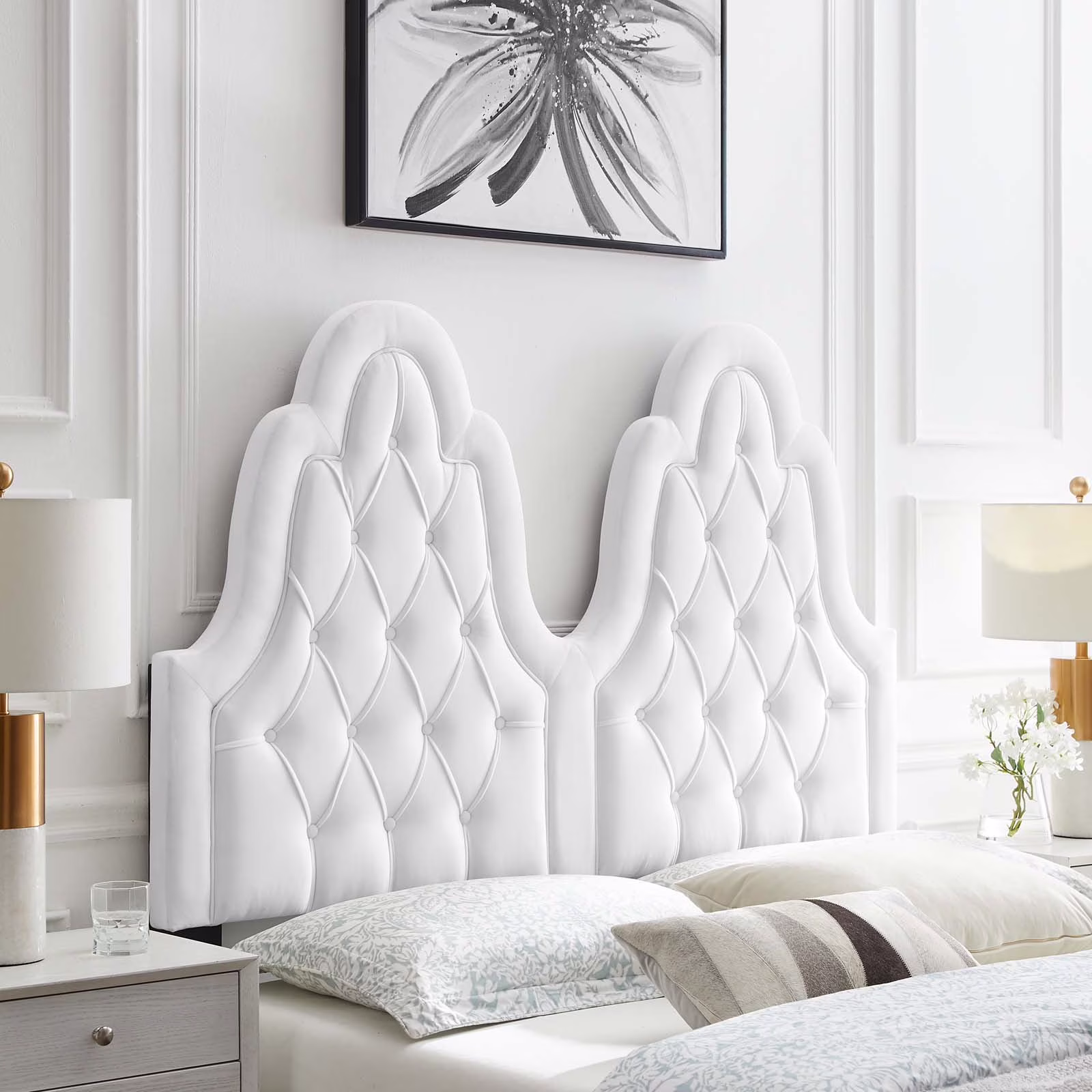 Modway Augustine Tufted Performance Velvet King/California King Headboard in White