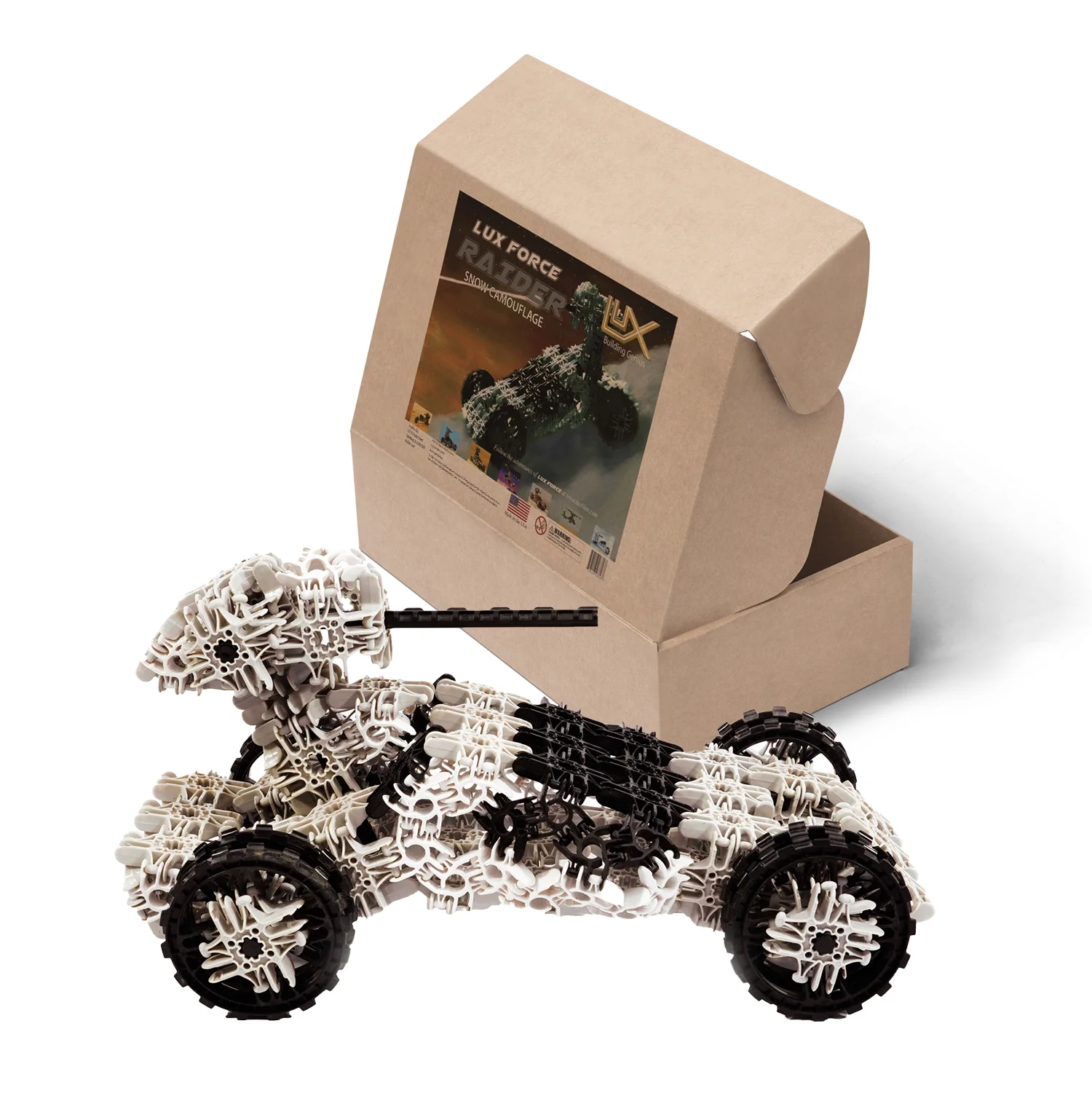 Lux Blox Force Raider Armed Battle Vehicle - for High-Flying Imaginations That Need Ground Support (169 Pieces) Snow Camouflage