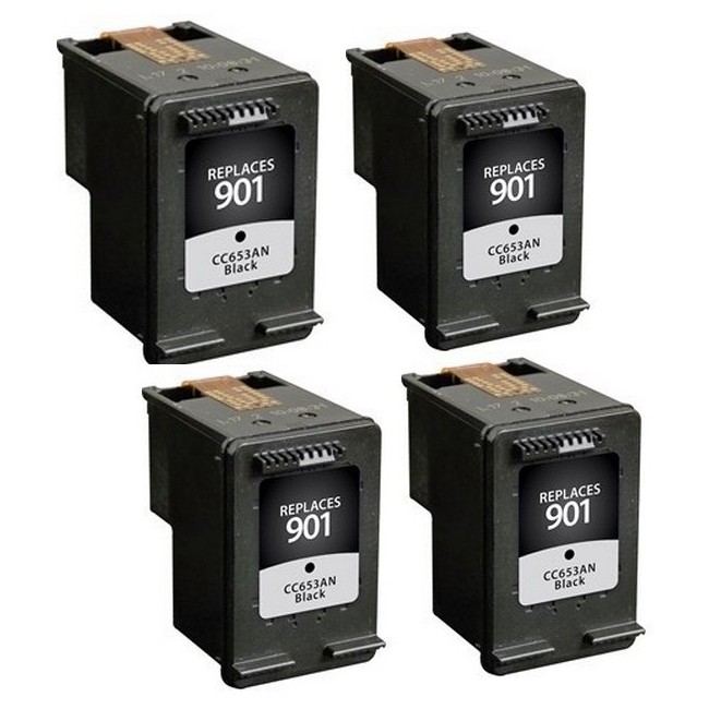 PrinterDash Replacement for OfficeJet 4500/J4500/J4540/J4550/J4580/J4640/J4680 Black Inkjet (4/PK-200 Page Yield) (NO. 901) (B3B09AN_4PK)