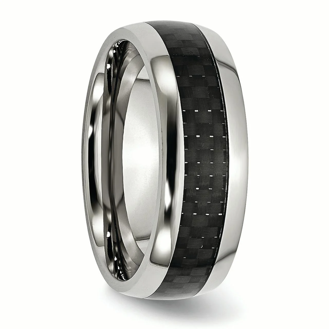 Primal Steel Stainless Steel and Black Carbon Fiber 8mm Polished Band
