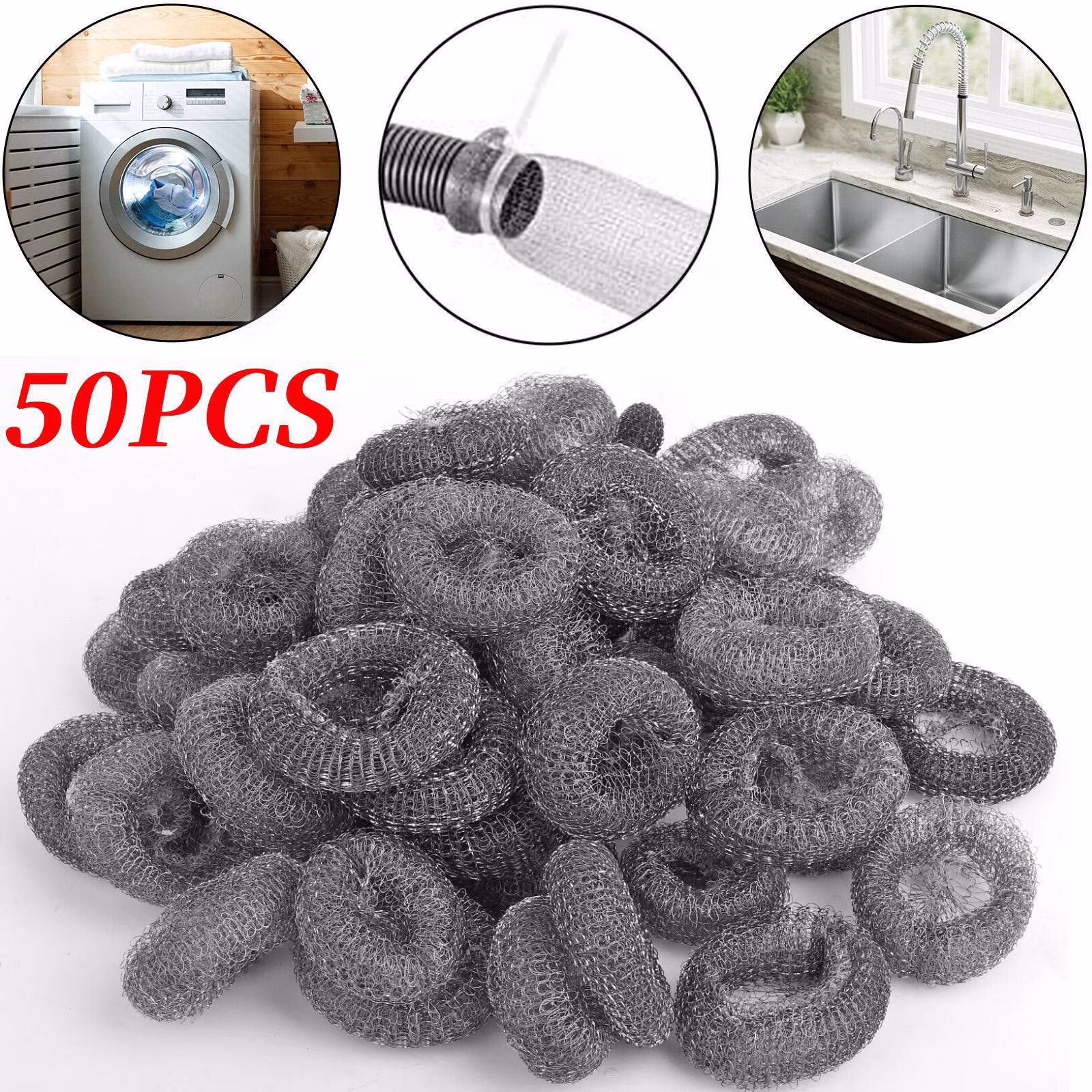 50 PCS Lot Washing Machine Mesh Ties Washer Filter Drain Hose Screen Steel Wire