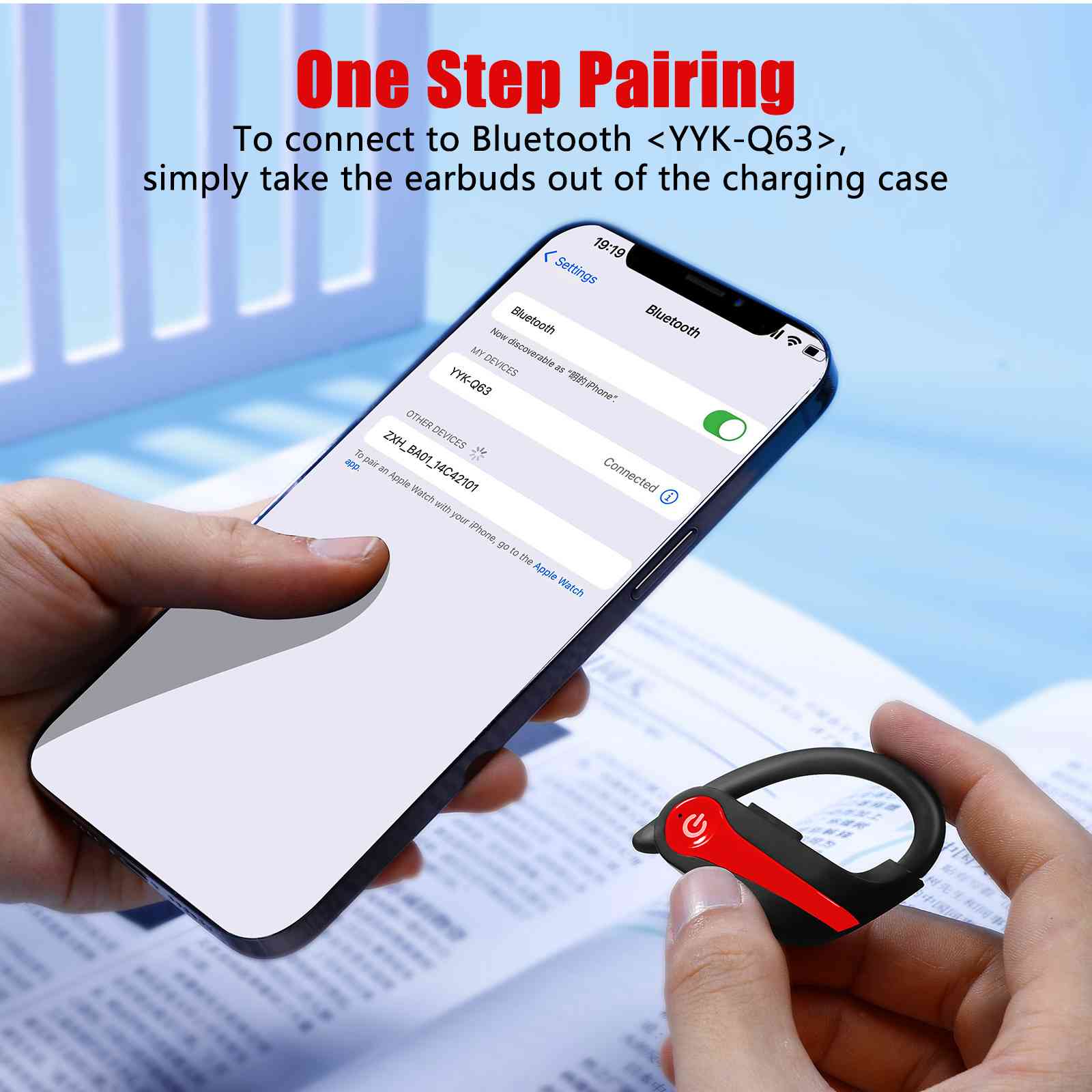 UrbanX over the ear headphones wireless Bluetooth with Earhooks Built-in Mic, 200H Superior Playtime, Immersive Sound, Quick-Pair, Secure Fit, IPX7 Waterproof, Compatible With Poco F3 GT - Red