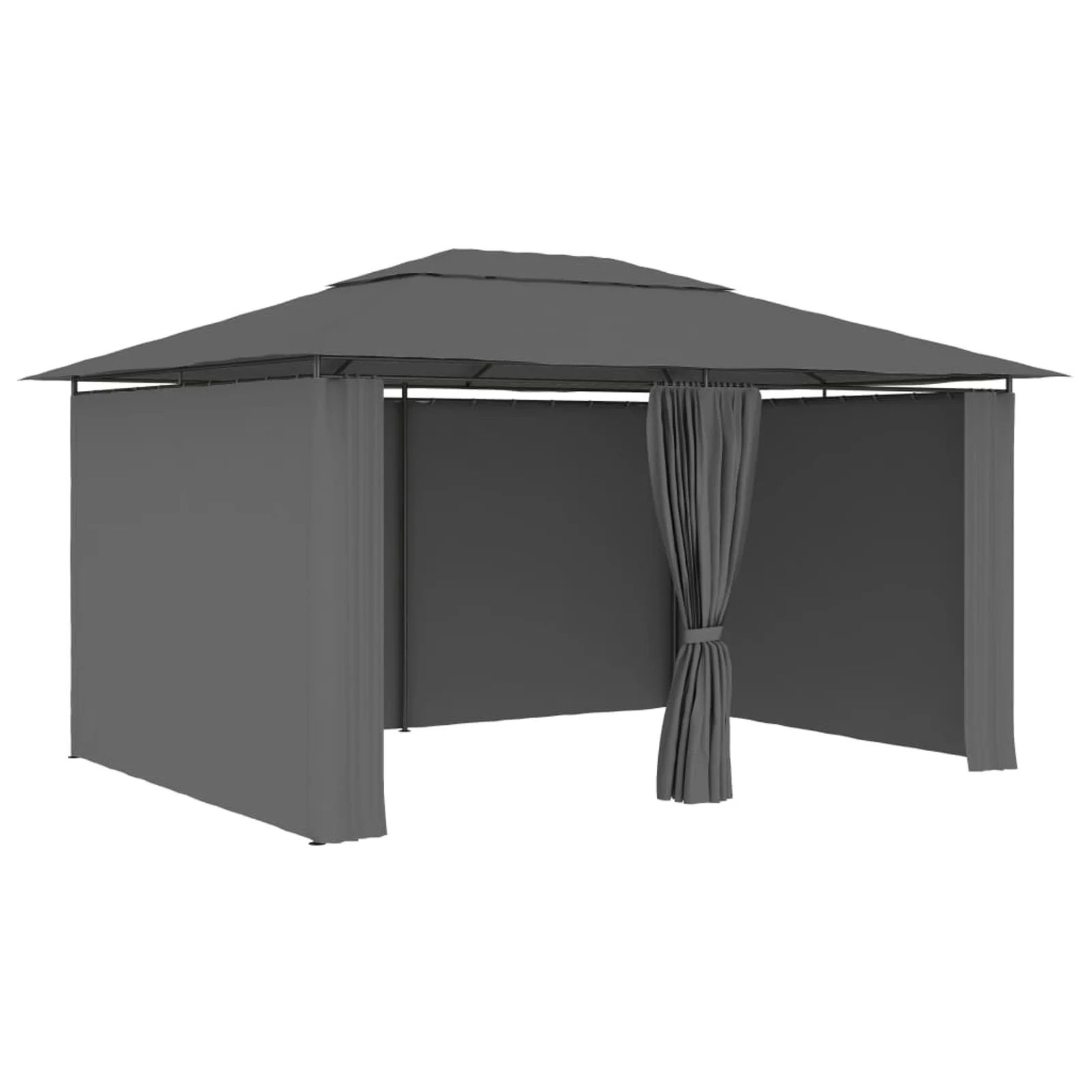 Dcenta Party Tent Outdoor Gazebo Canopy with Curtain Fabric Roof Sun Shade Shelter for Patio, Wedding, BBQ, Camping, Festival Events 236.2 x 118.1 x 106.2 Inches (L x W x H)