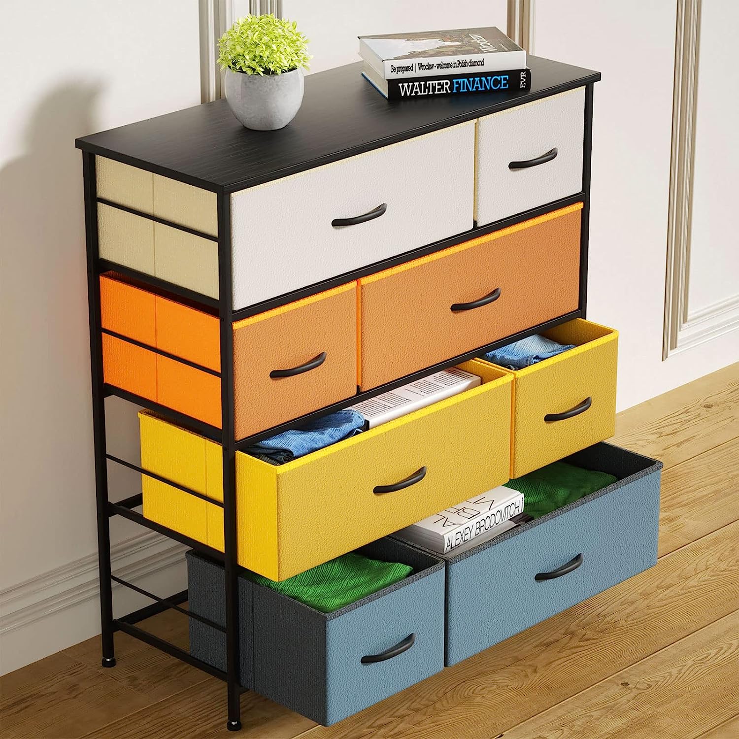 Popular LLappuil Fabric Dresser for Bedroom with 8 Drawers  Wide Dresser Chest of Drawers  Tall Dresser Storage Drawers Organizer for Clothes  Closet  Living Room  Hallway  Nursery  Grey